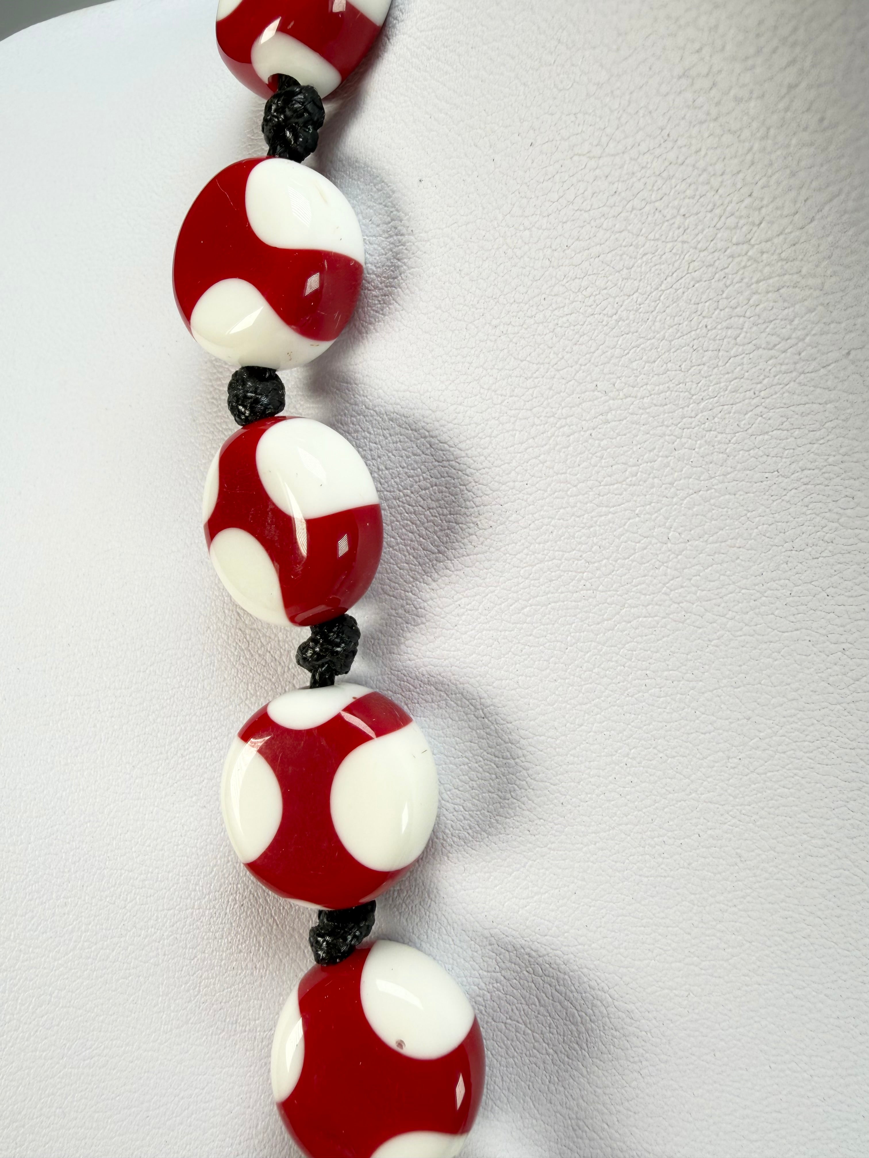 Sobral - Dots "Yoi" Red & White Resin Necklace ( 005358 )