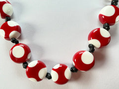 Sobral - Dots "Yoi" Red & White Resin Necklace ( 005358 )