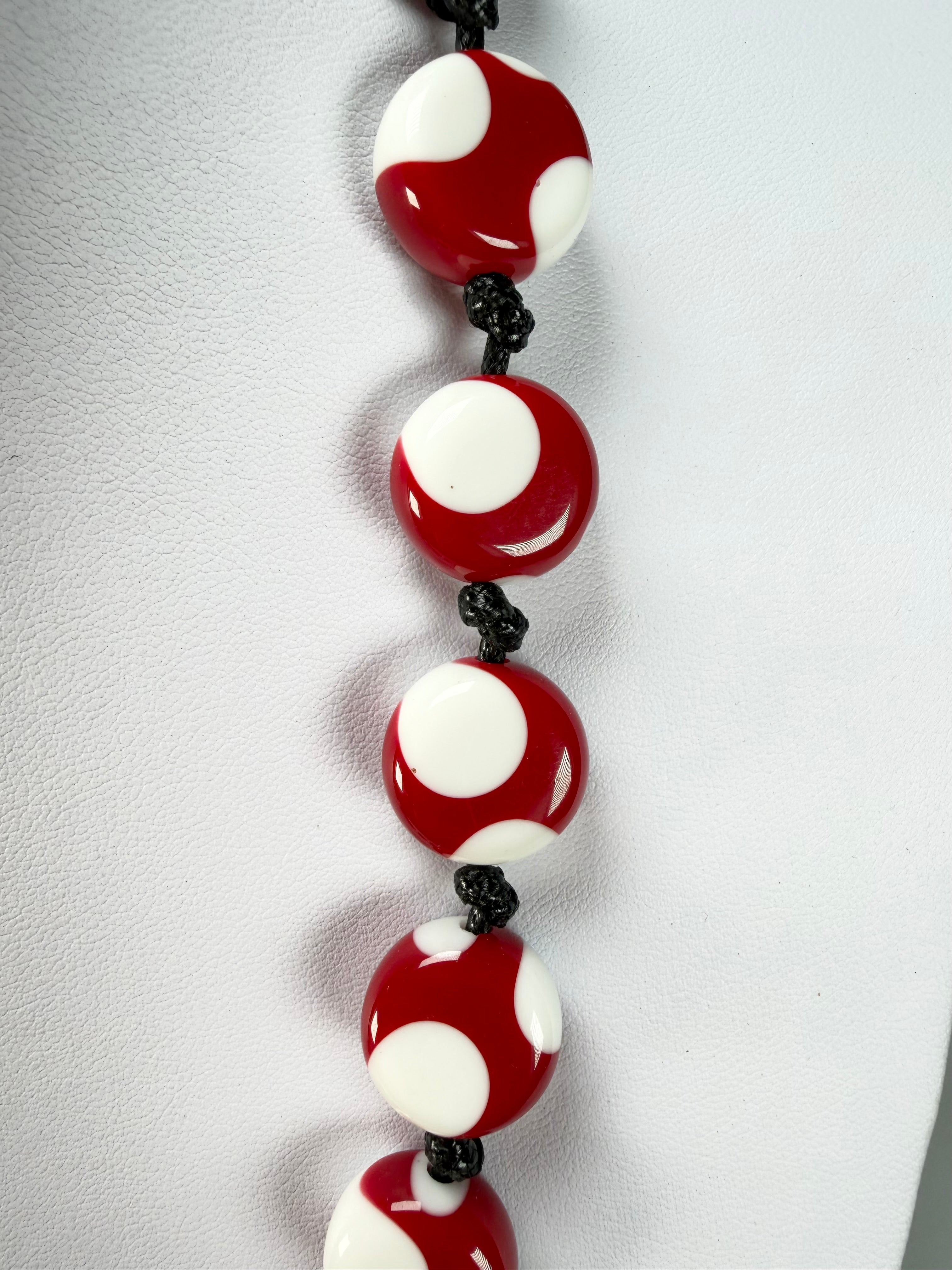 Sobral - Dots "Yoi" Red & White Resin Necklace ( 005358 )