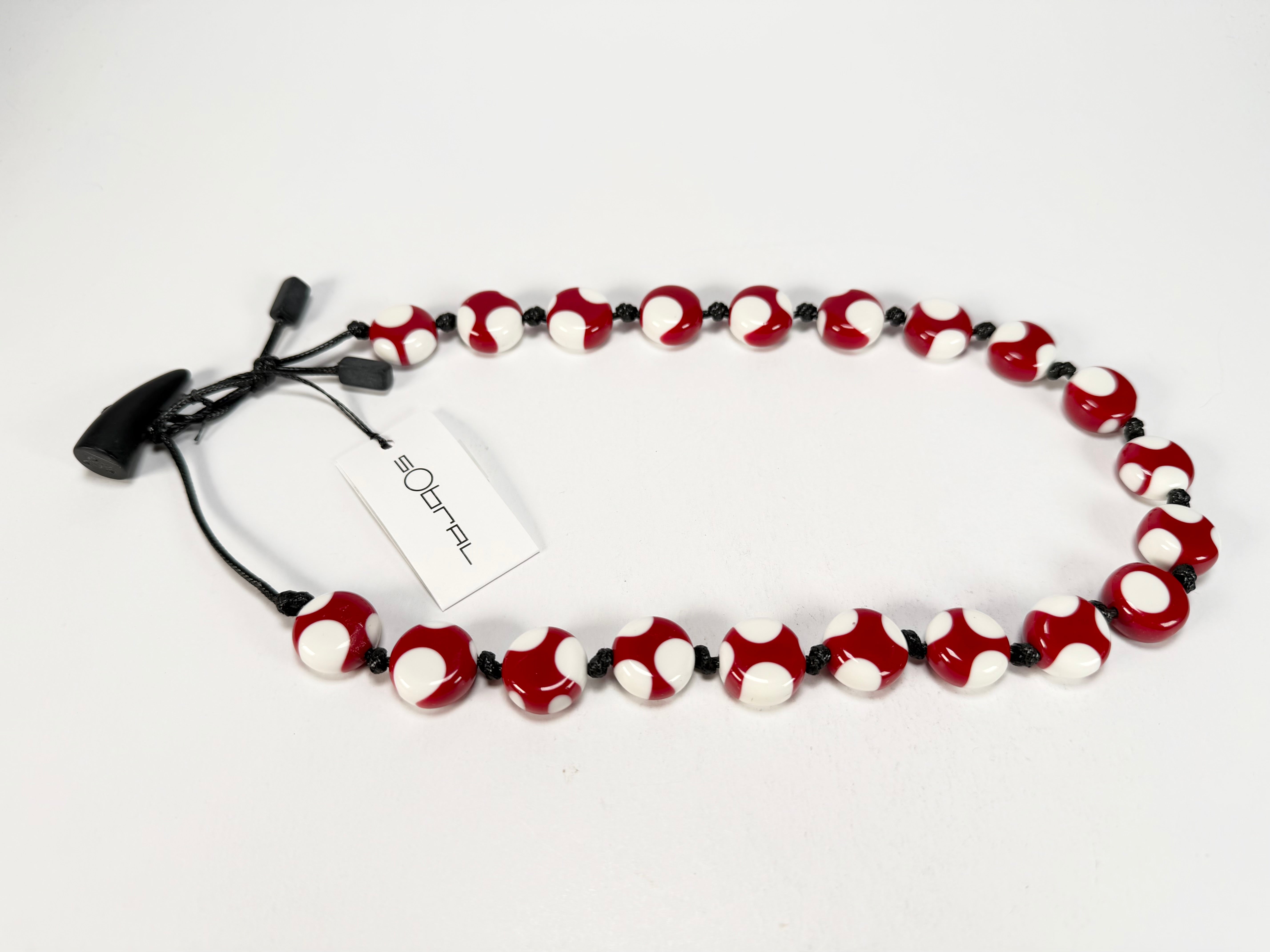 Sobral - Dots "Yoi" Red & White Resin Necklace ( 005358 )