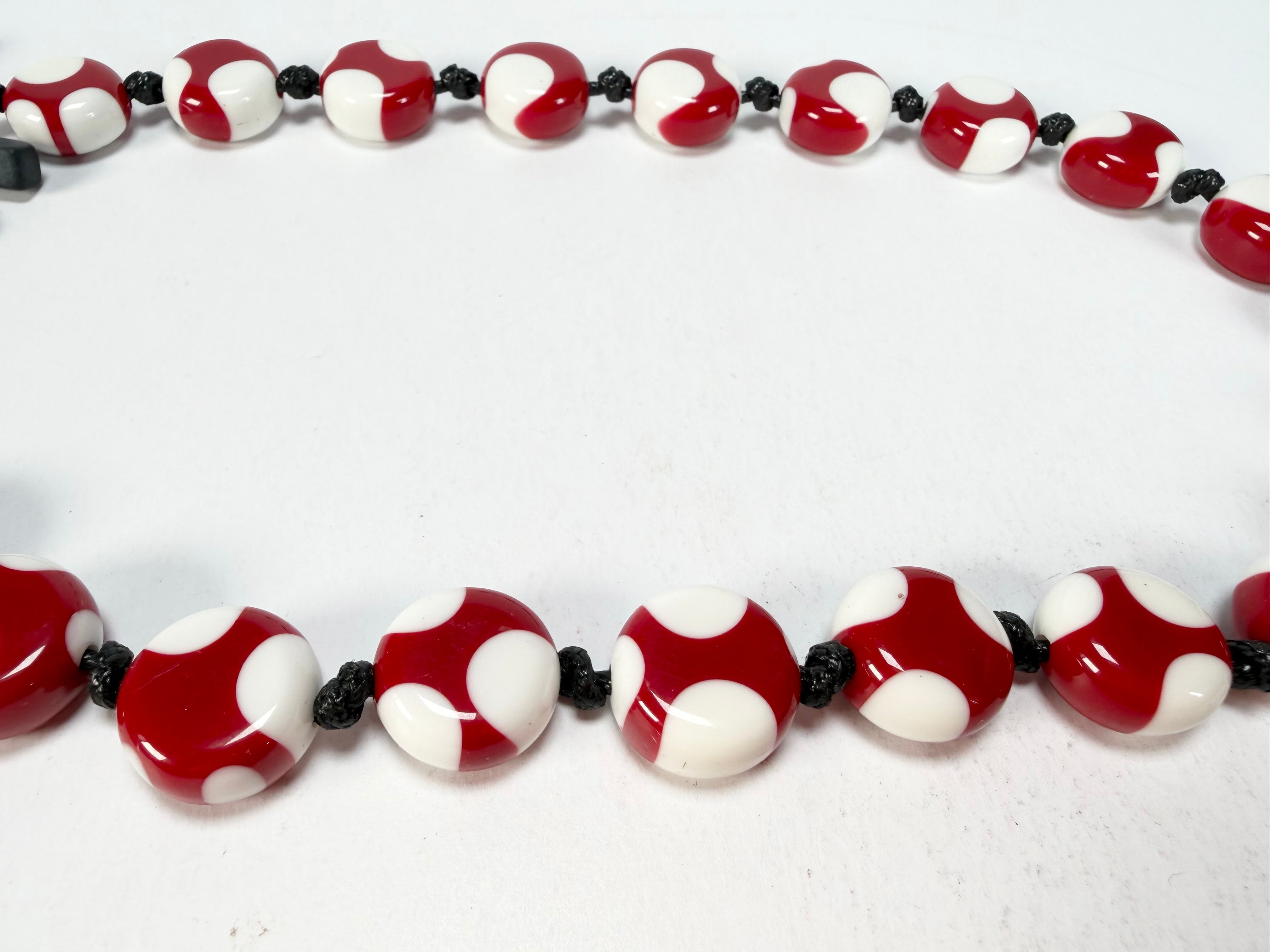 Sobral - Dots "Yoi" Red & White Resin Necklace ( 005358 )