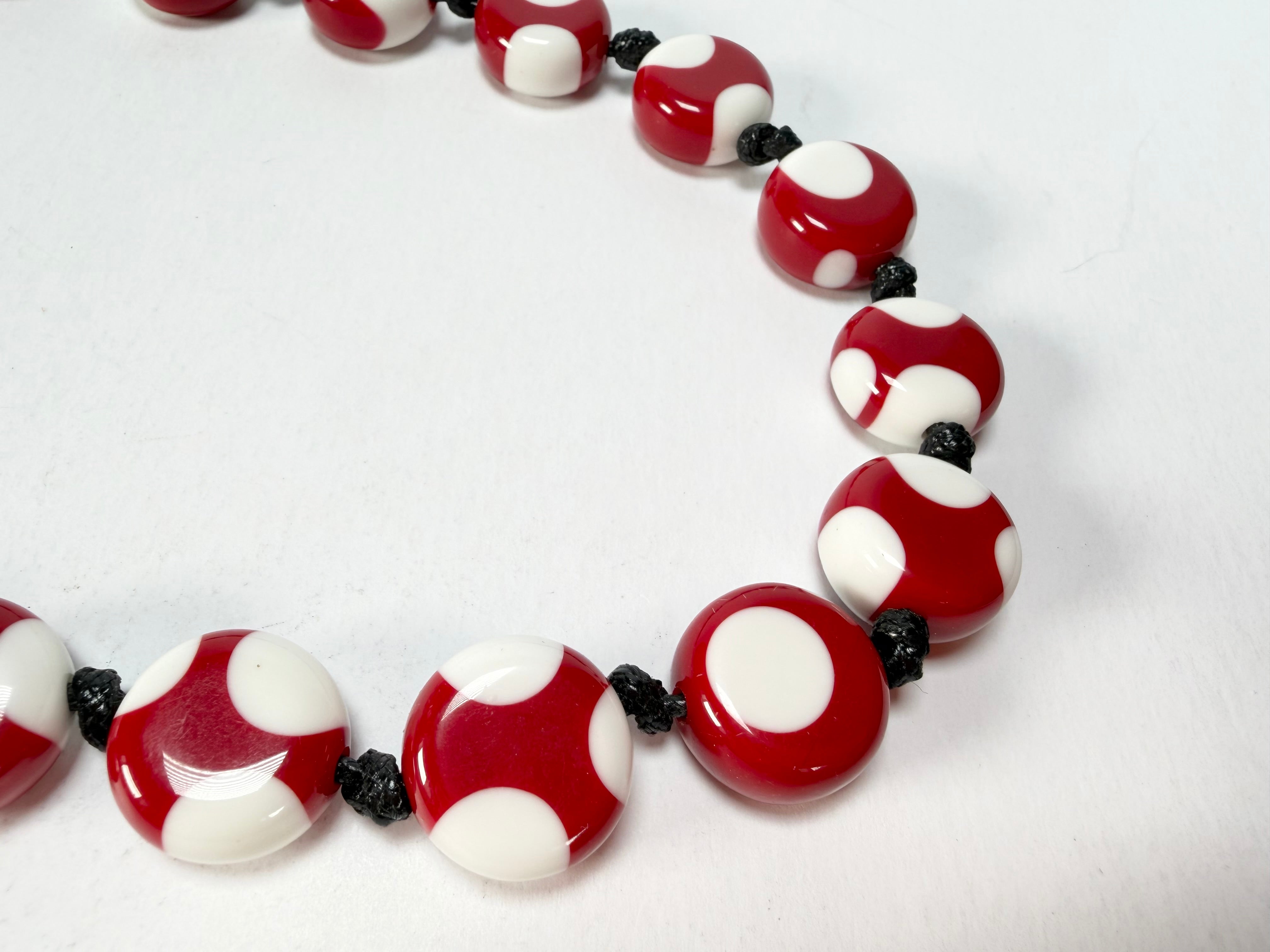 Sobral - Dots "Yoi" Red & White Resin Necklace ( 005358 )