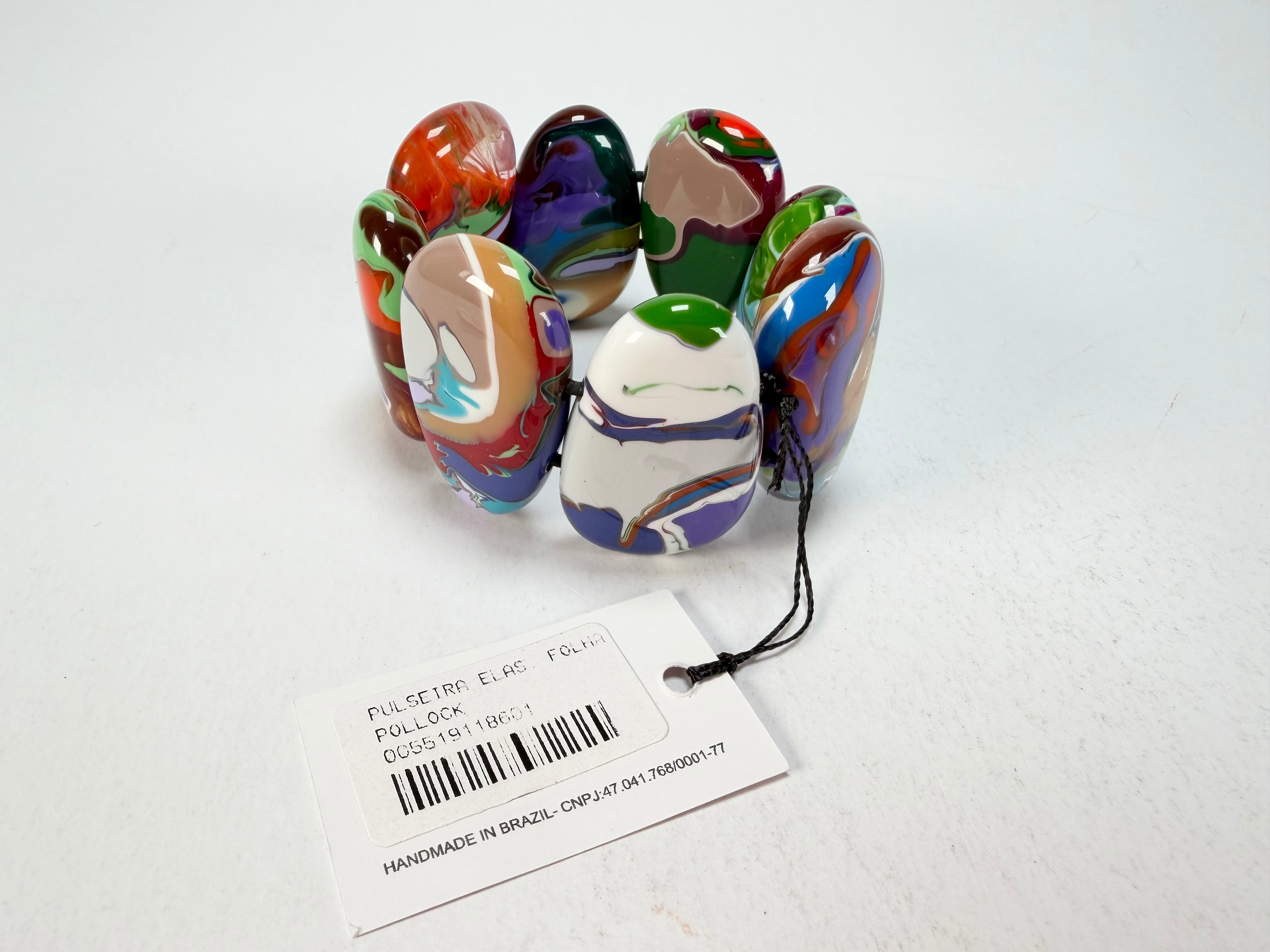 Sobral - Multi-Colour "Folha" Pollock Elasticated Resin Bracelet ( 005519 )