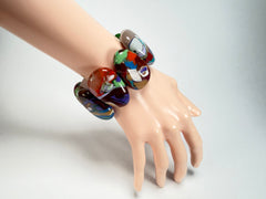 Sobral - Multi-Colour "Folha" Pollock Elasticated Resin Bracelet ( 005519 )