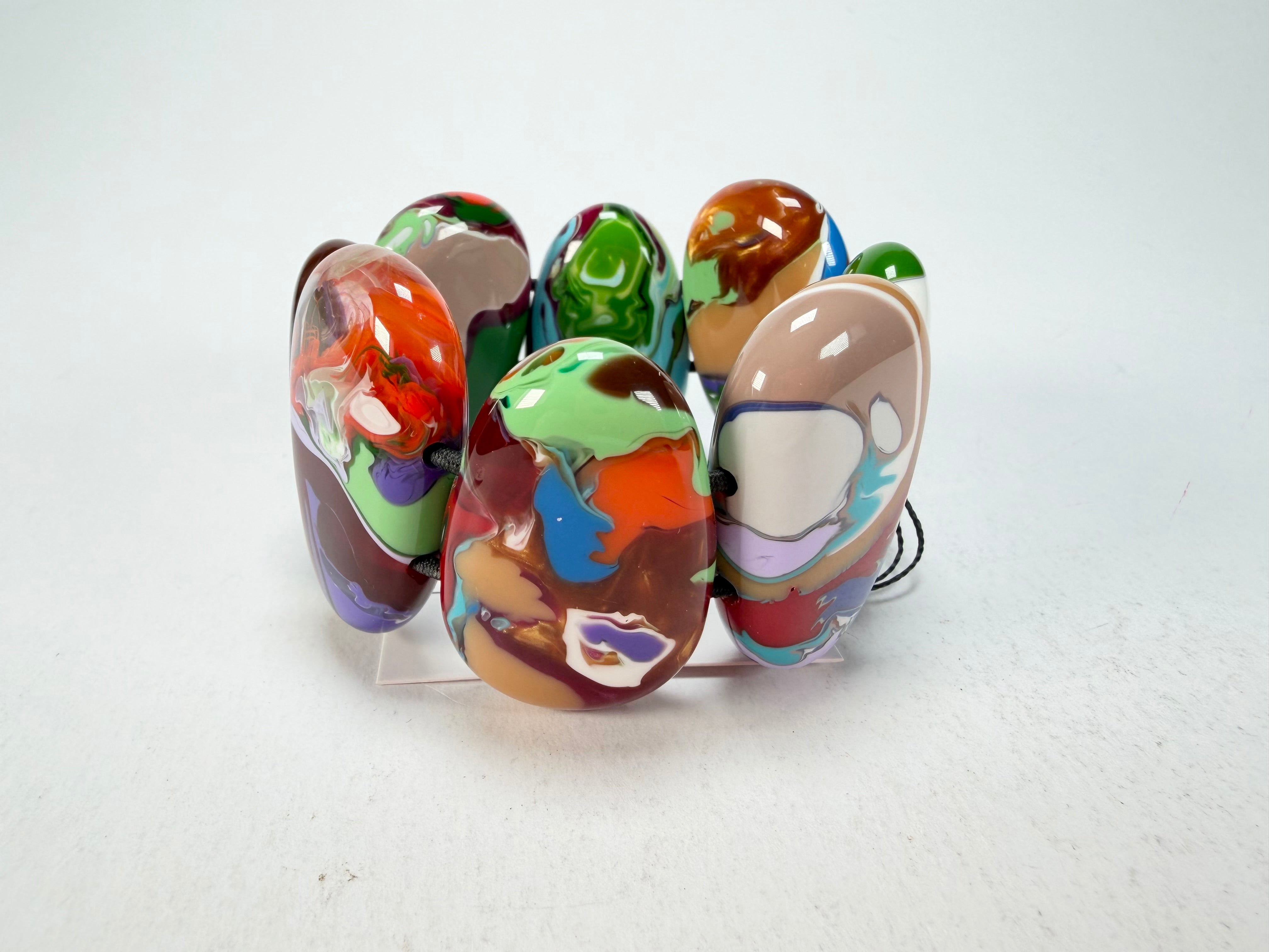 Sobral - Multi-Colour "Folha" Pollock Elasticated Resin Bracelet ( 005519 )
