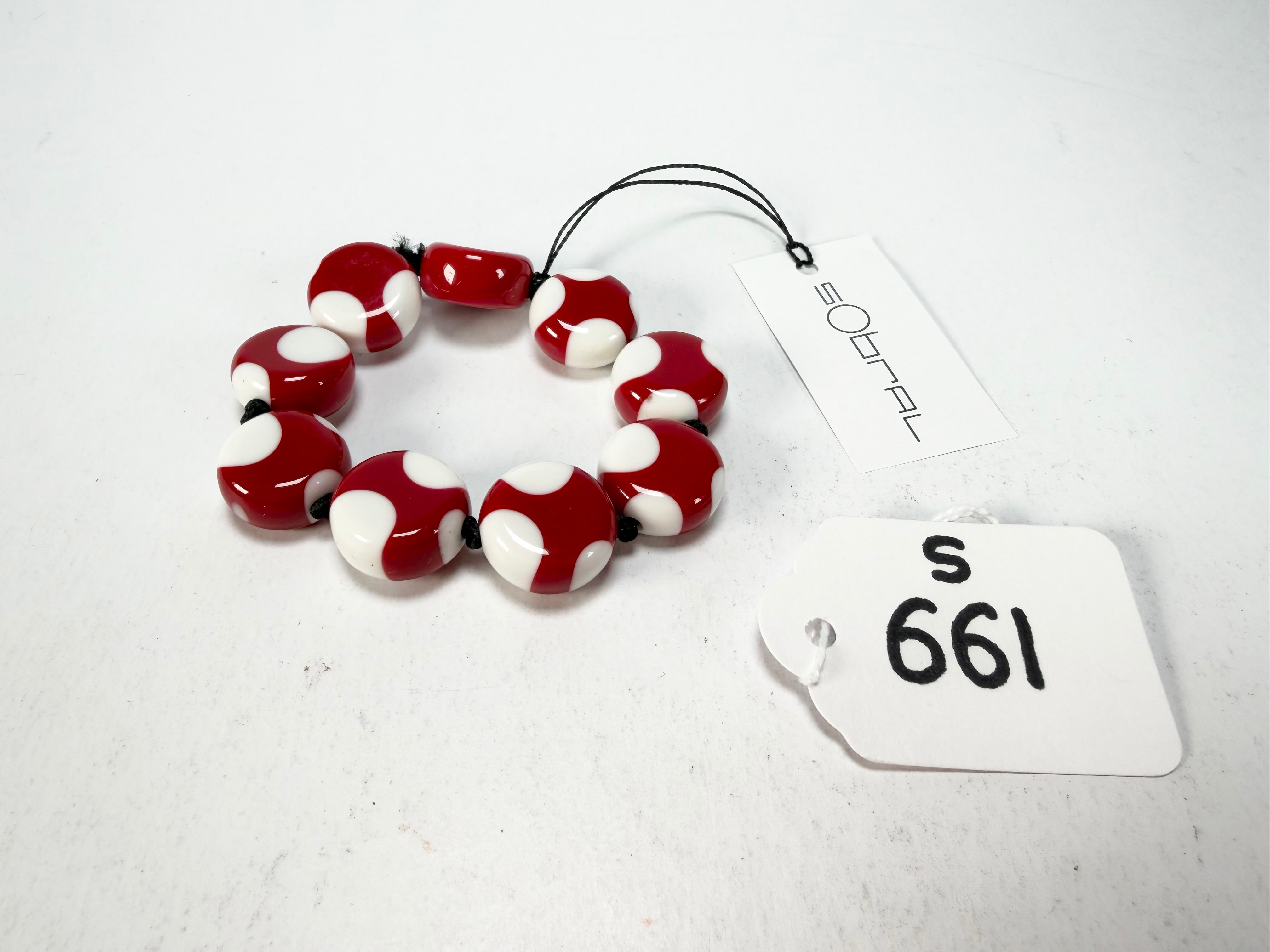 Sobral - Dots "Mini Dots" Red & White Elasticated Resin Bracelet ( 000000 )