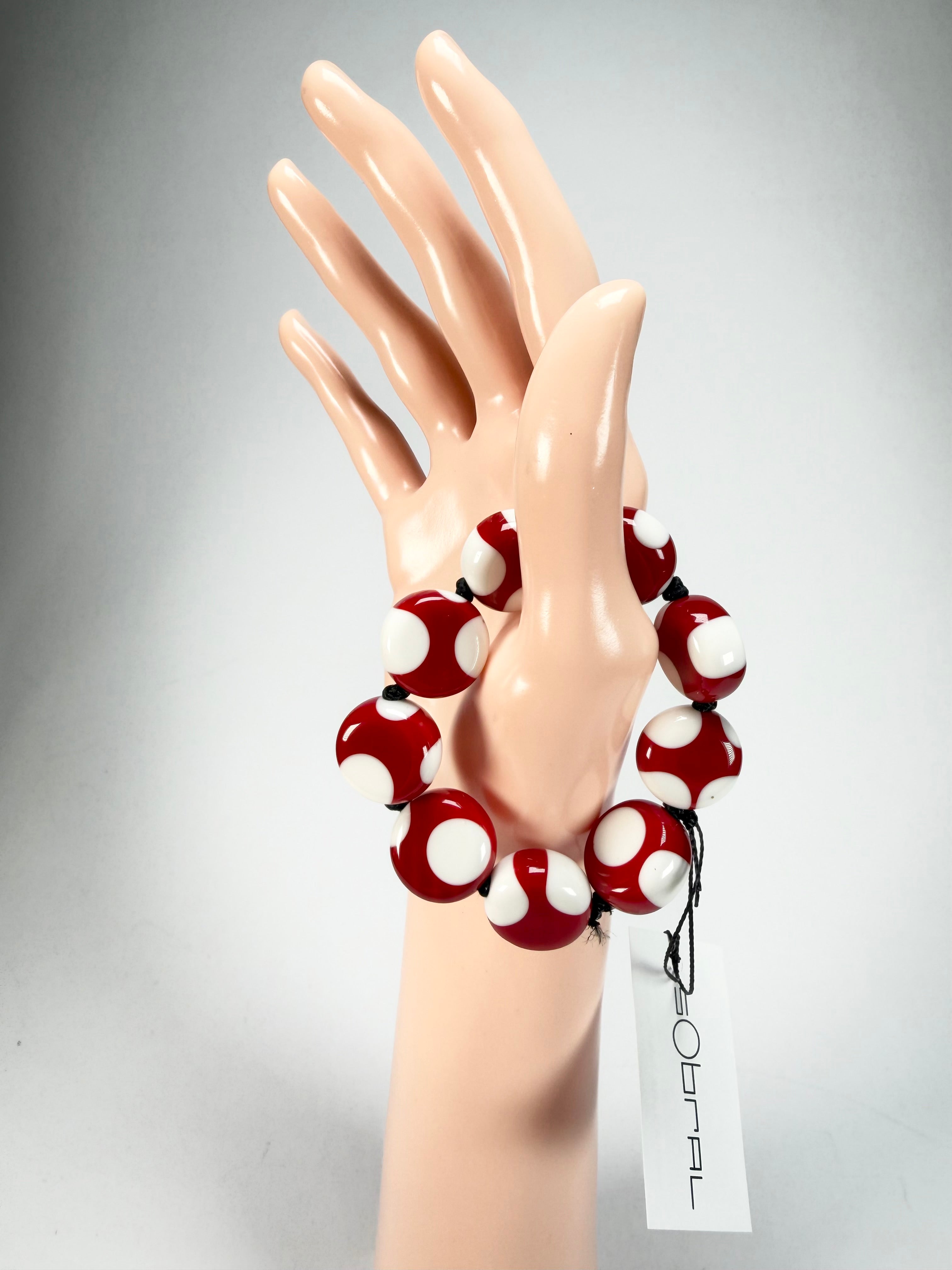 Sobral - Dots "Mini Dots" Red & White Elasticated Resin Bracelet ( 000000 )