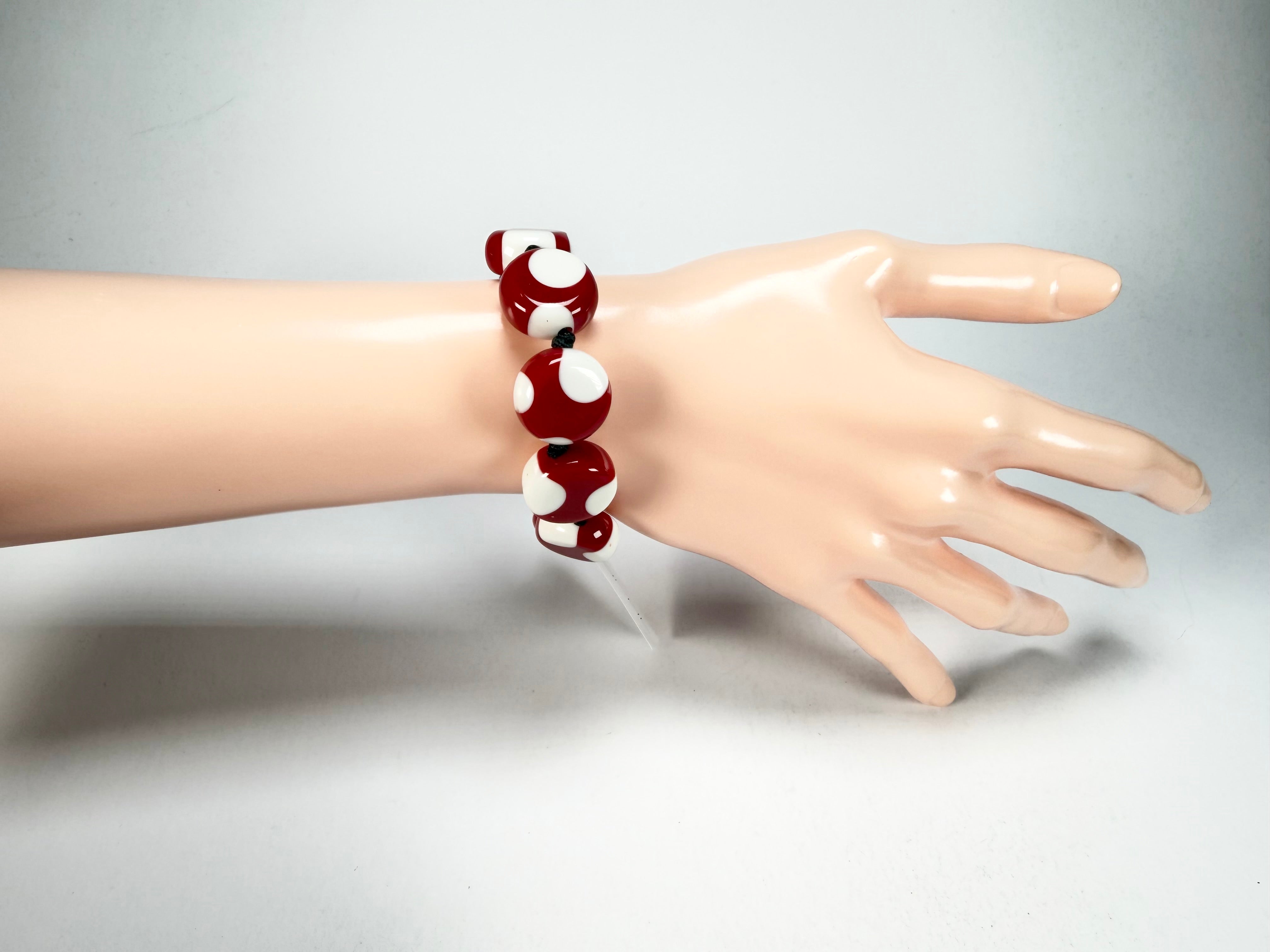 Sobral - Dots "Mini Dots" Red & White Elasticated Resin Bracelet ( 000000 )