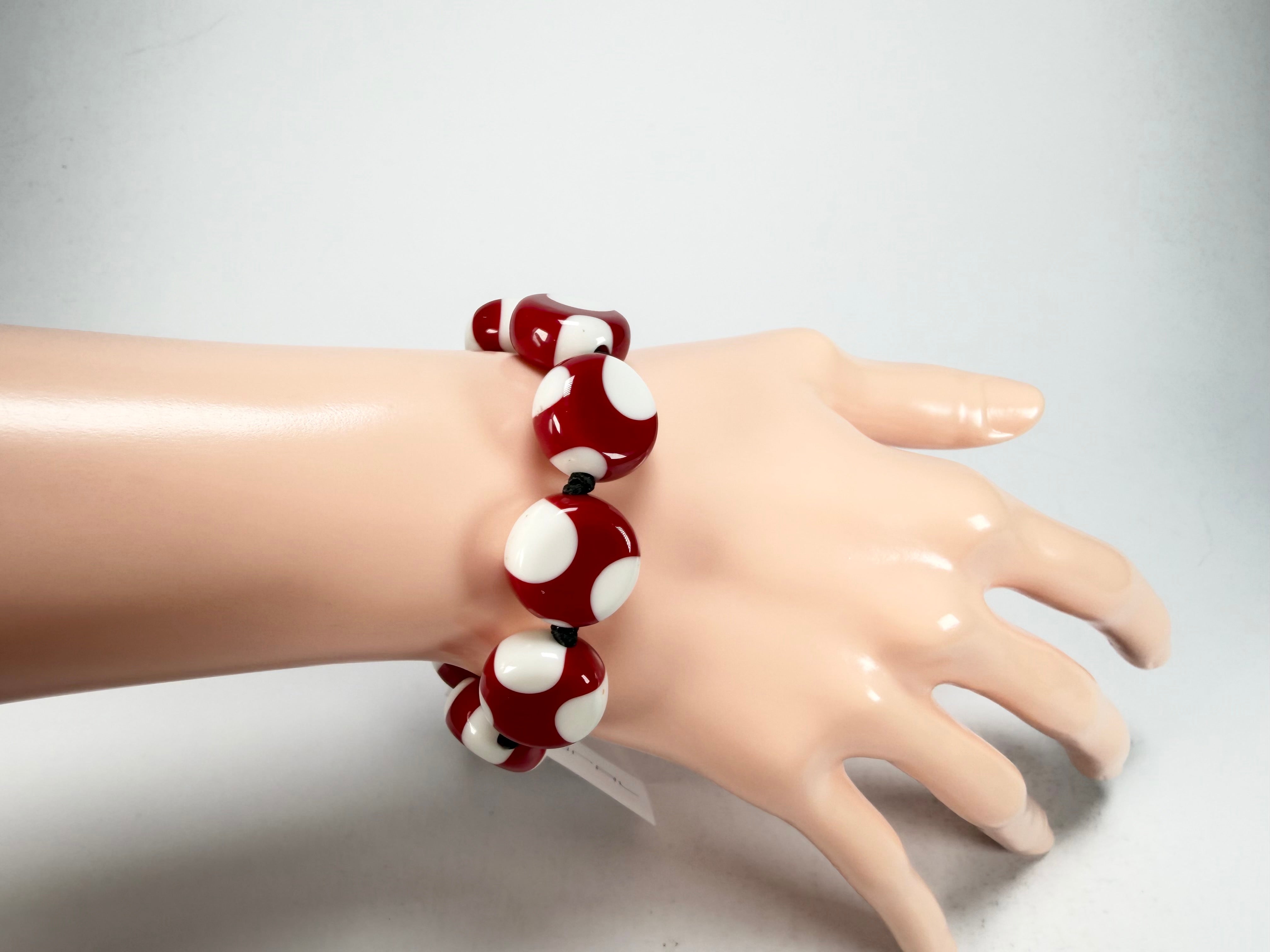 Sobral - Dots "Mini Dots" Red & White Elasticated Resin Bracelet ( 000000 )