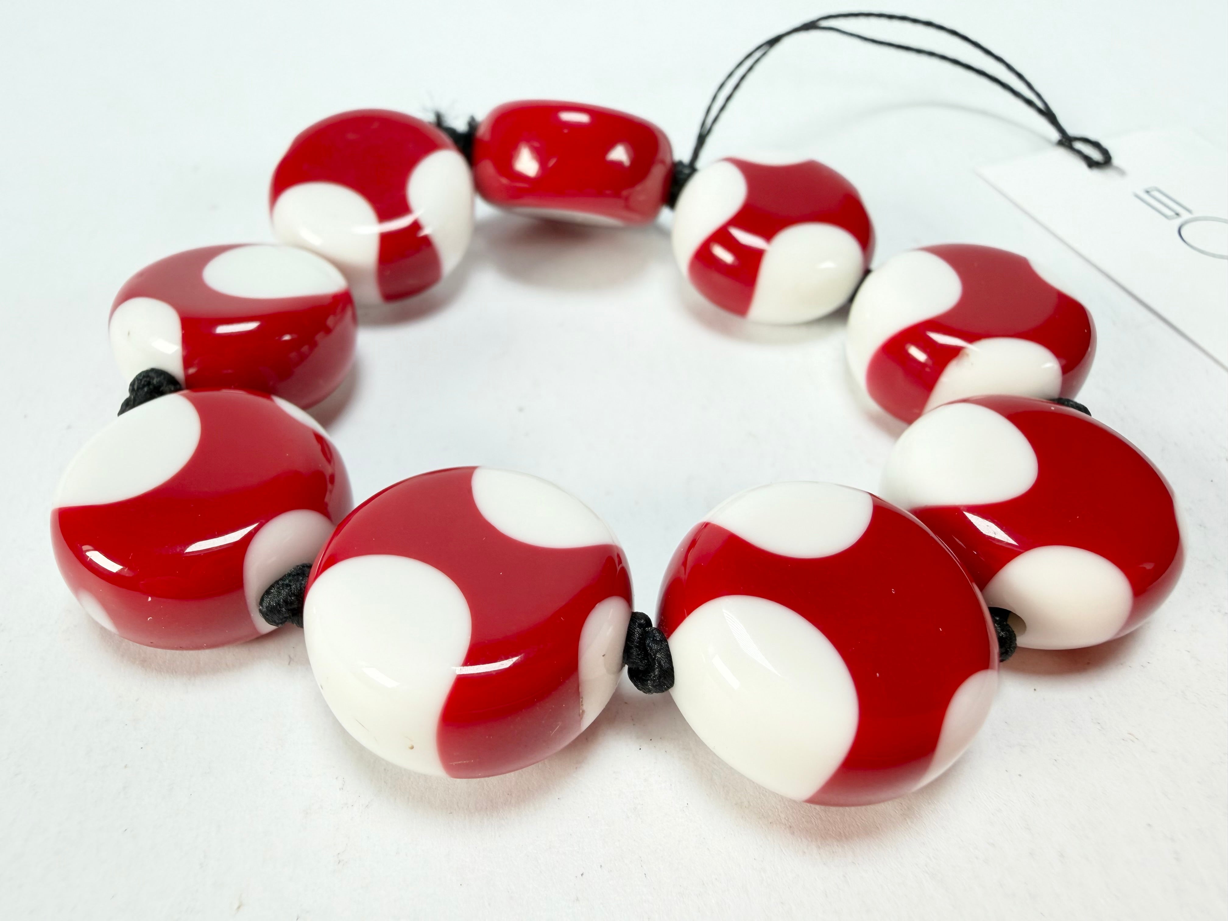 Sobral - Dots "Mini Dots" Red & White Elasticated Resin Bracelet ( 000000 )