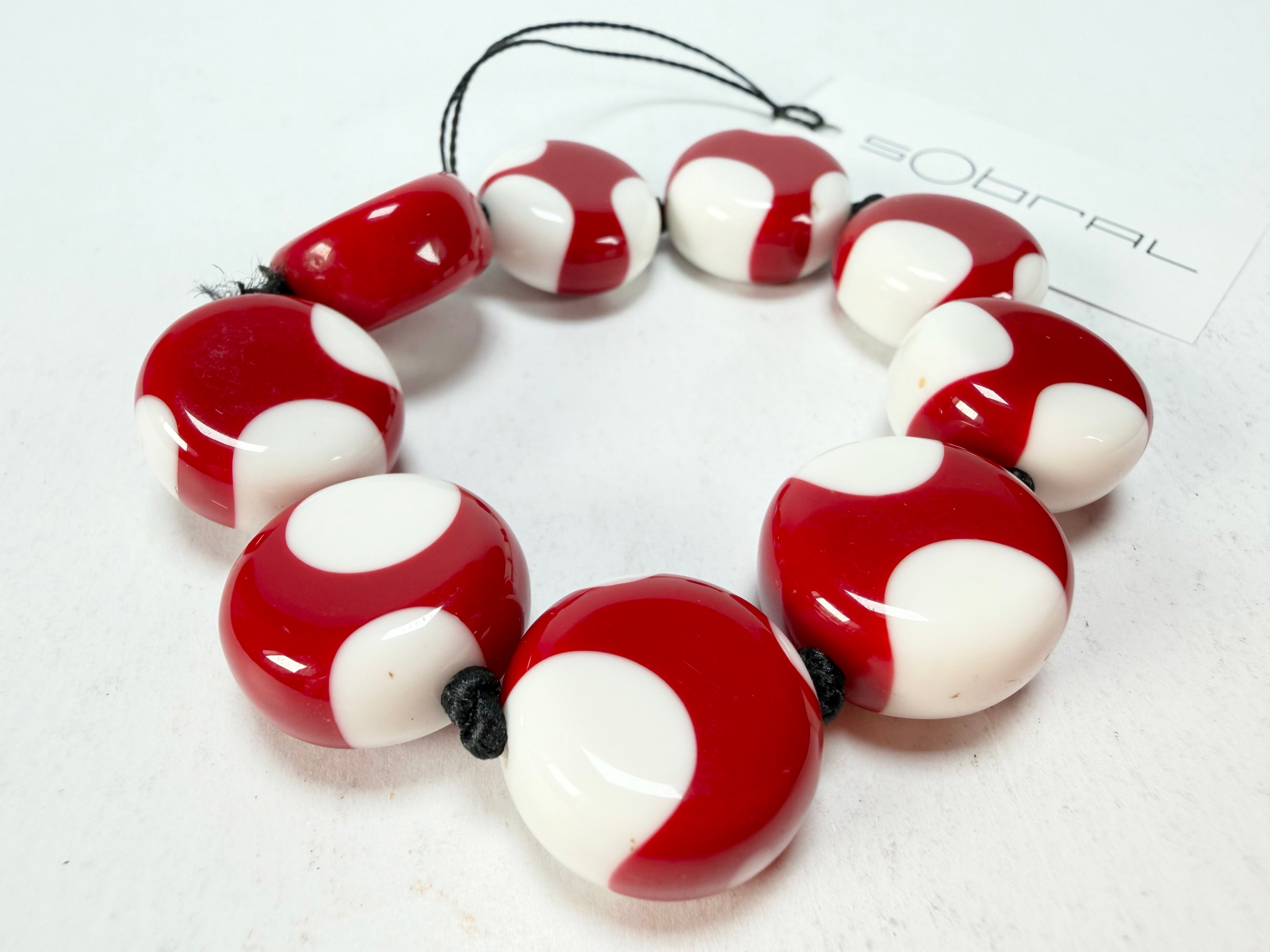 Sobral - Dots "Mini Dots" Red & White Elasticated Resin Bracelet ( 000000 )