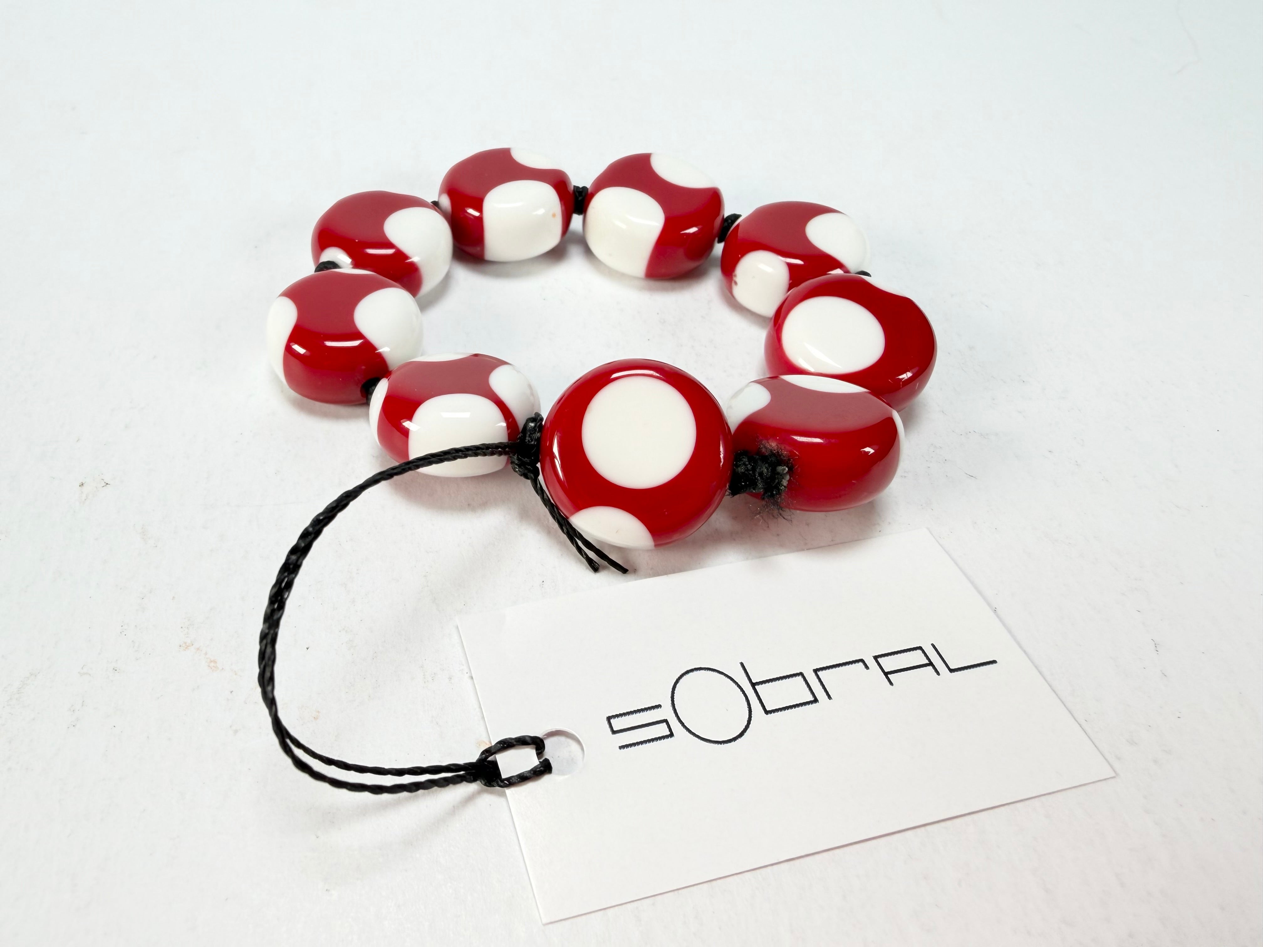 Sobral - Dots "Mini Dots" Red & White Elasticated Resin Bracelet ( 000000 )