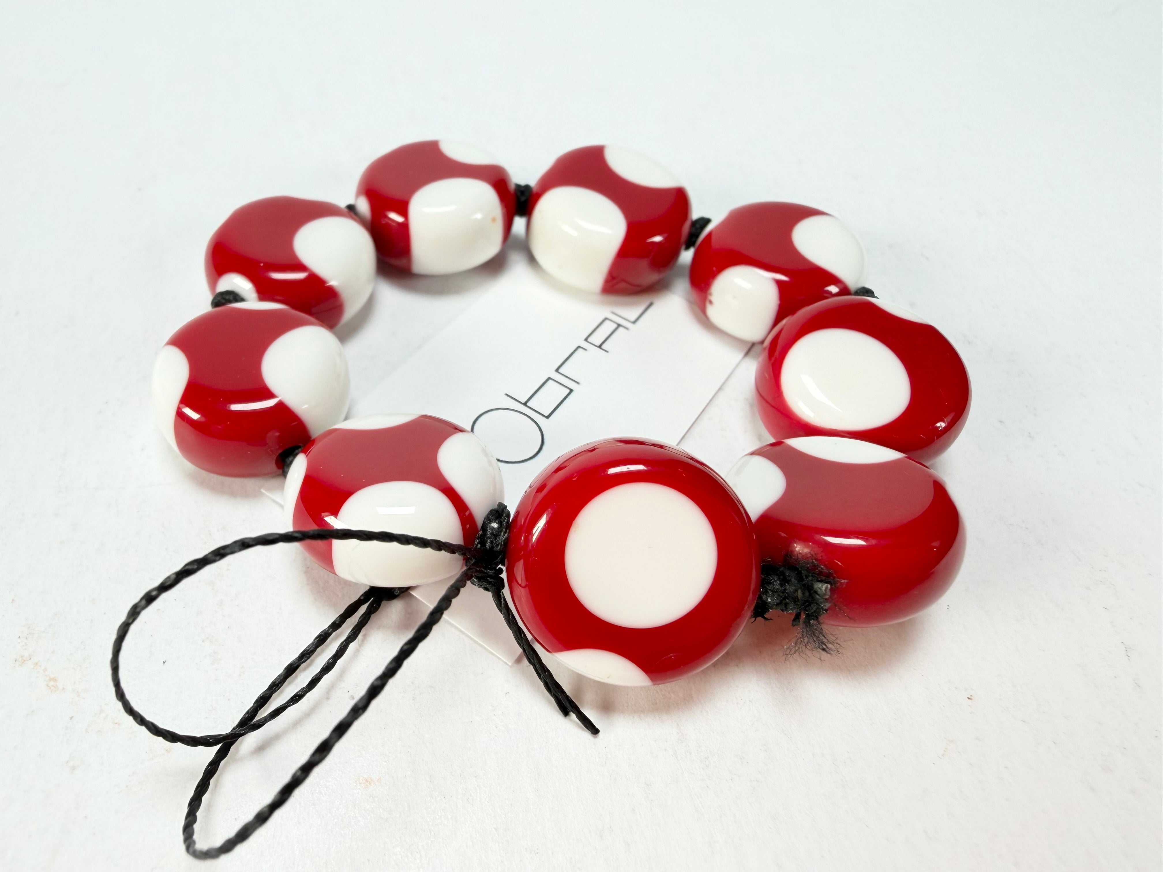 Sobral - Dots "Mini Dots" Red & White Elasticated Resin Bracelet ( 000000 )