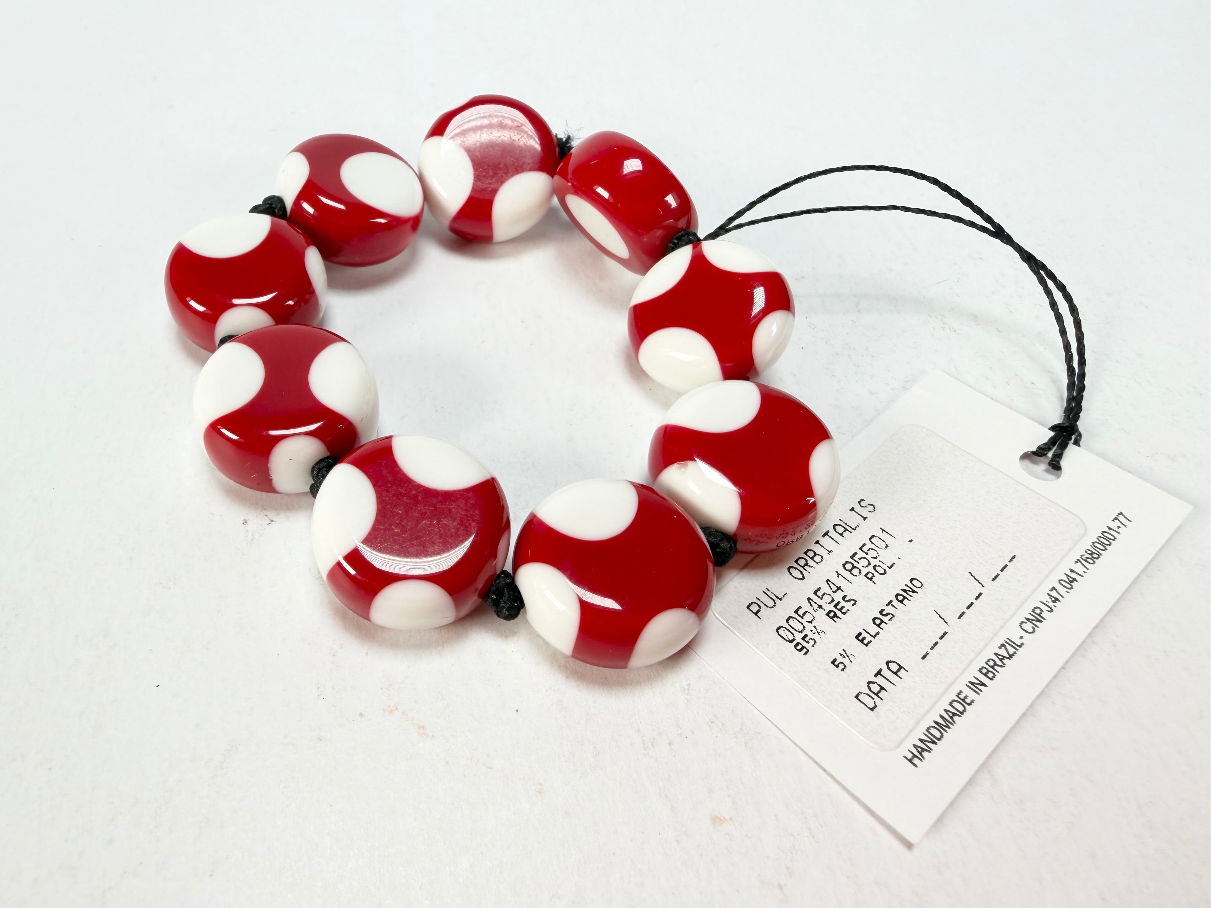 Sobral - Dots "Mini Dots" Red & White Elasticated Resin Bracelet ( 000000 )