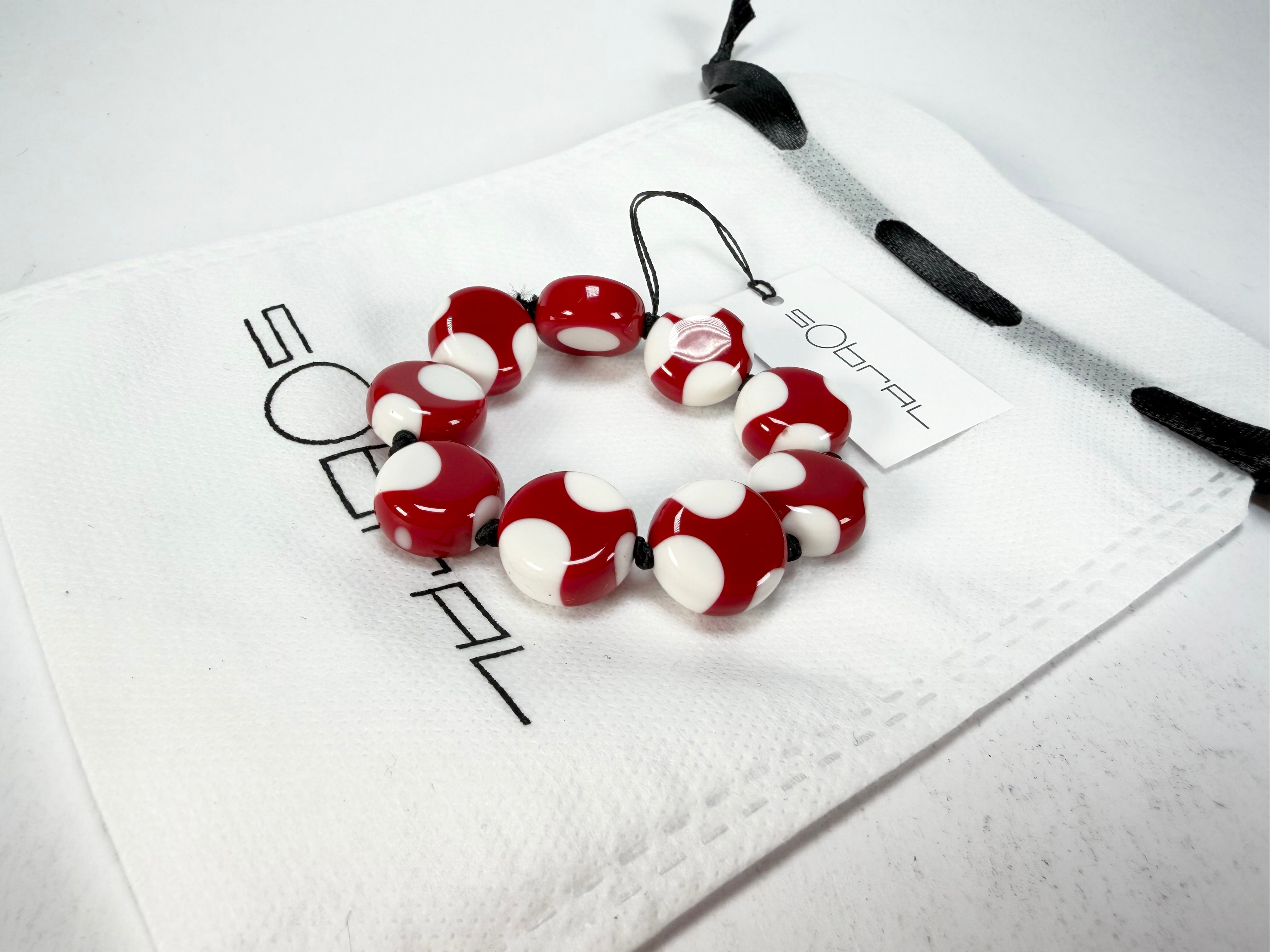 Sobral - Dots "Mini Dots" Red & White Elasticated Resin Bracelet ( 000000 )