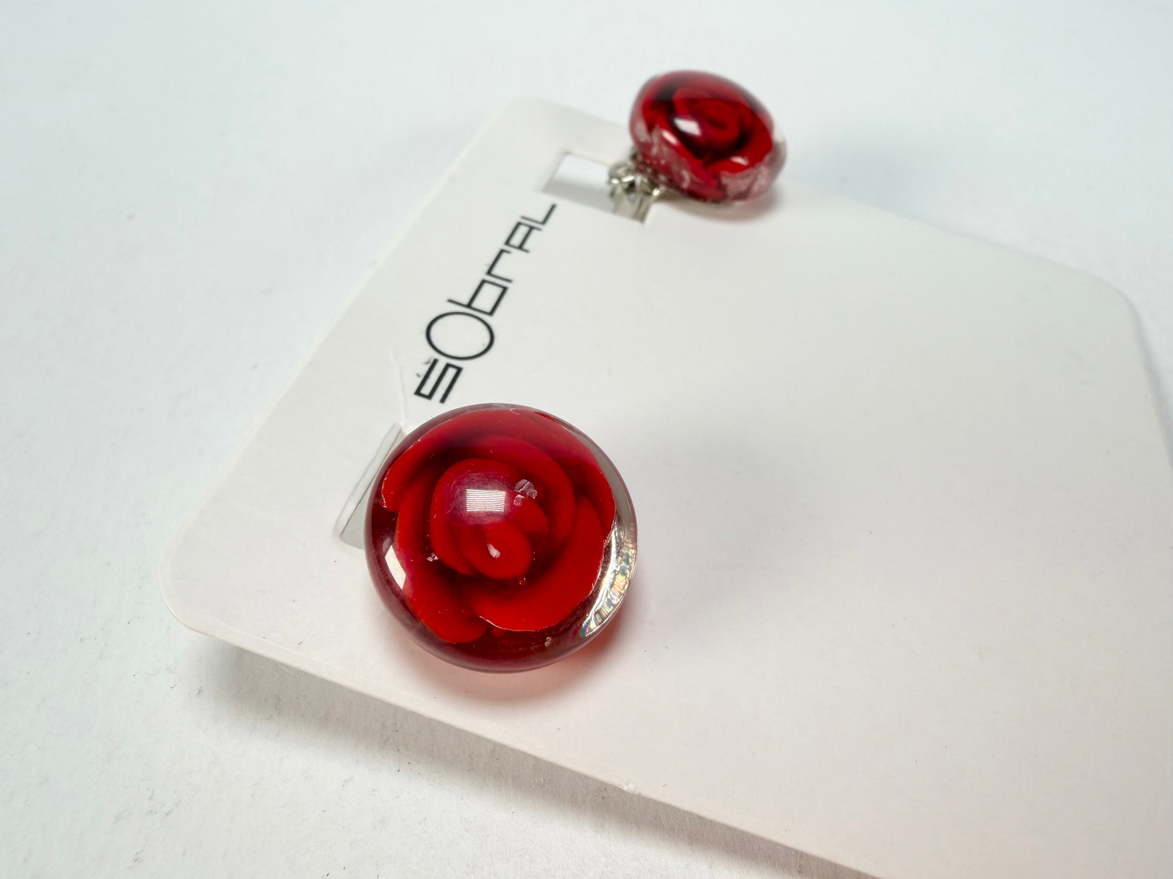 Sobral - Roses "Kalinda" Resin Clip On Earrings ( 005281 )