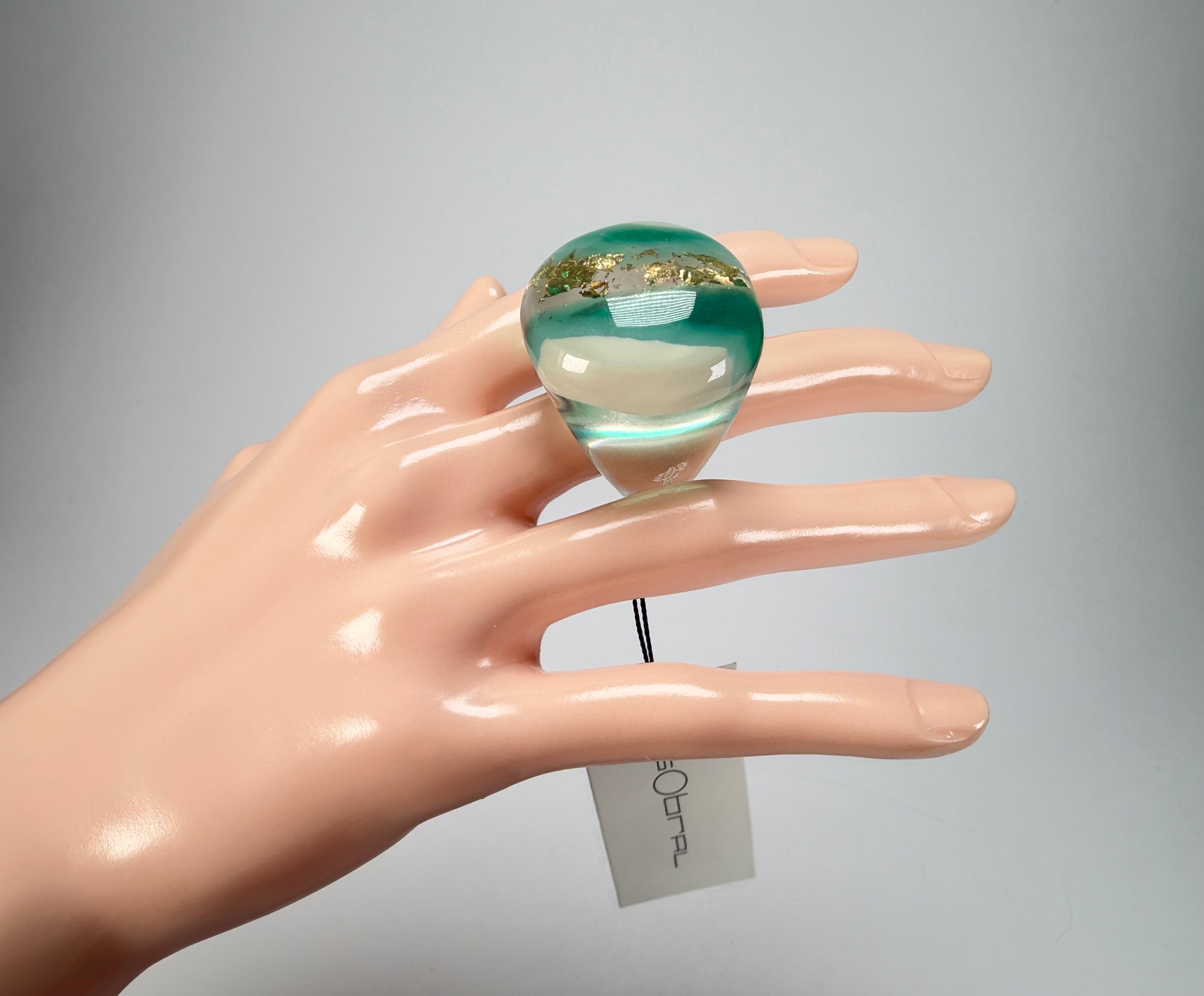 Sobral - Planets "Saturno" Neptune Resin Ring ( 005457 ) - Size UK T / US 9.5