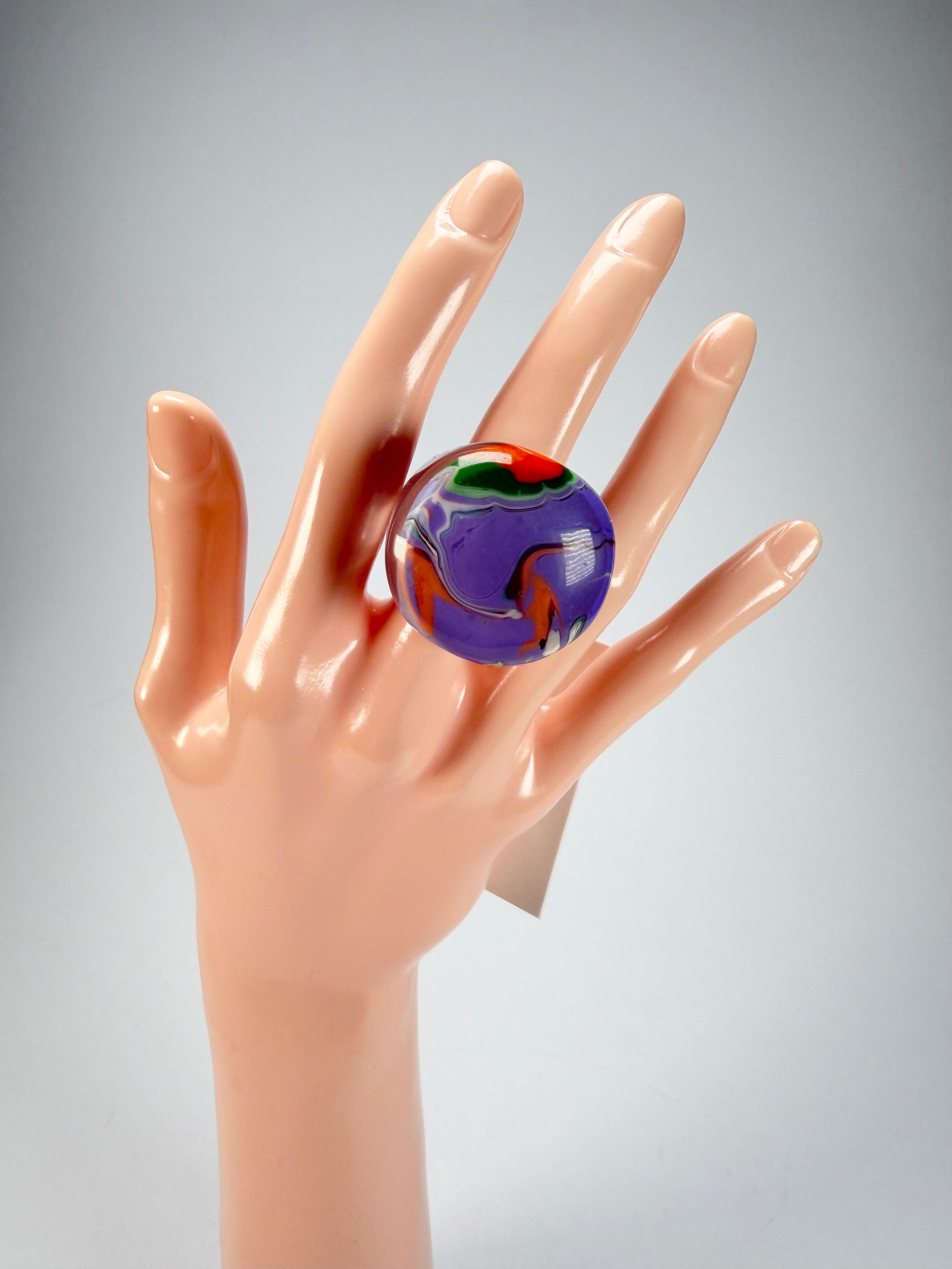 Sobral - Planets "Saturno" Pollock Resin Ring ( 005457 ) - Size UK M / US 6