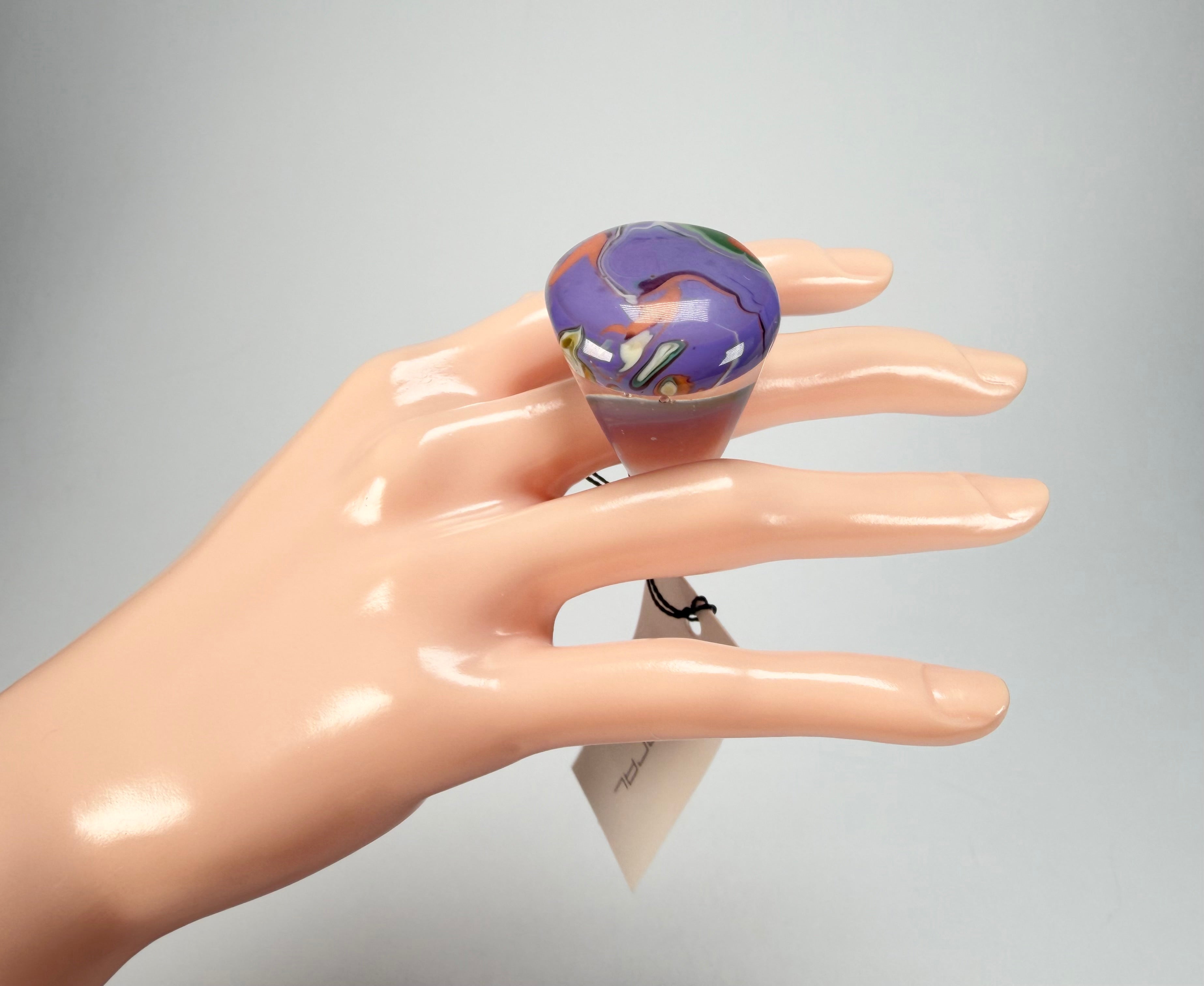 Sobral - Planets "Saturno" Pollock Resin Ring ( 005457 ) - Size UK M / US 6