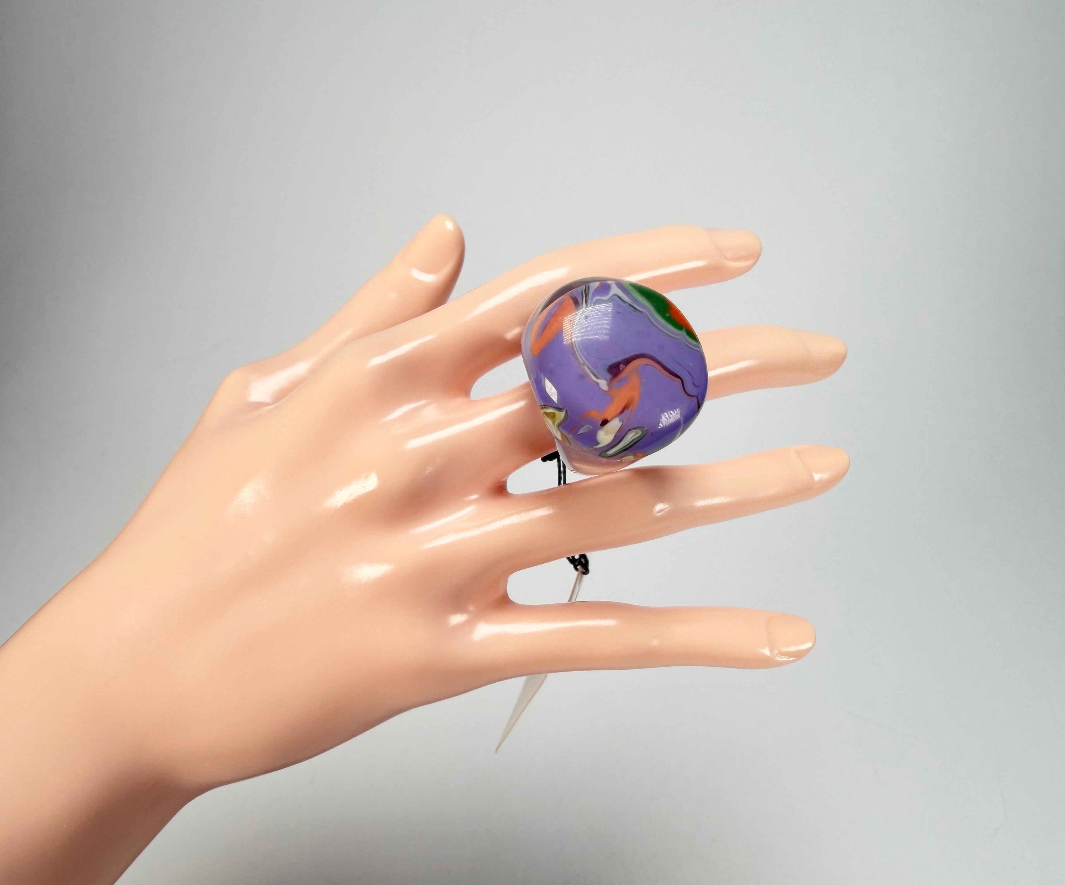 Sobral - Planets "Saturno" Pollock Resin Ring ( 005457 ) - Size UK M / US 6