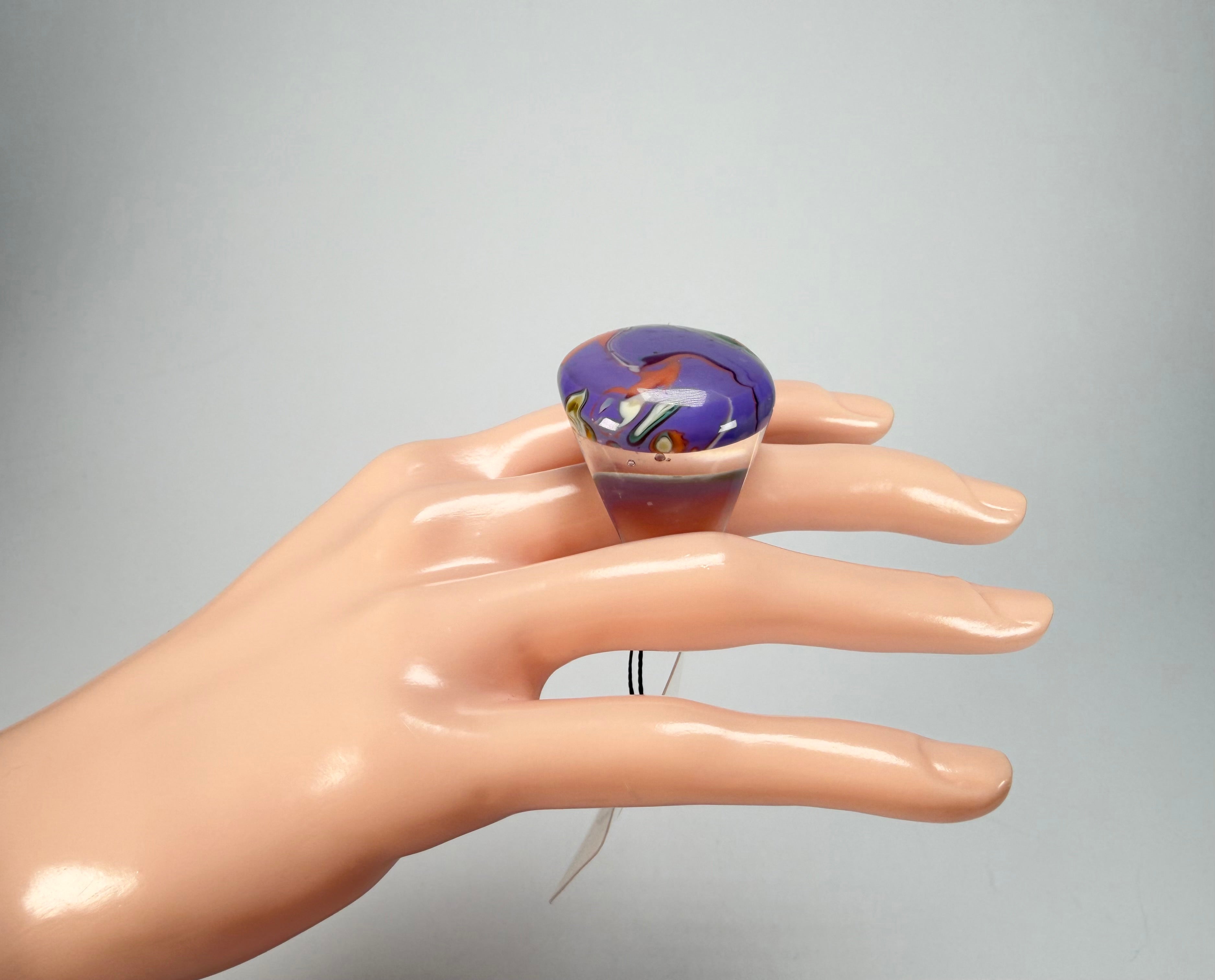 Sobral - Planets "Saturno" Pollock Resin Ring ( 005457 ) - Size UK M / US 6