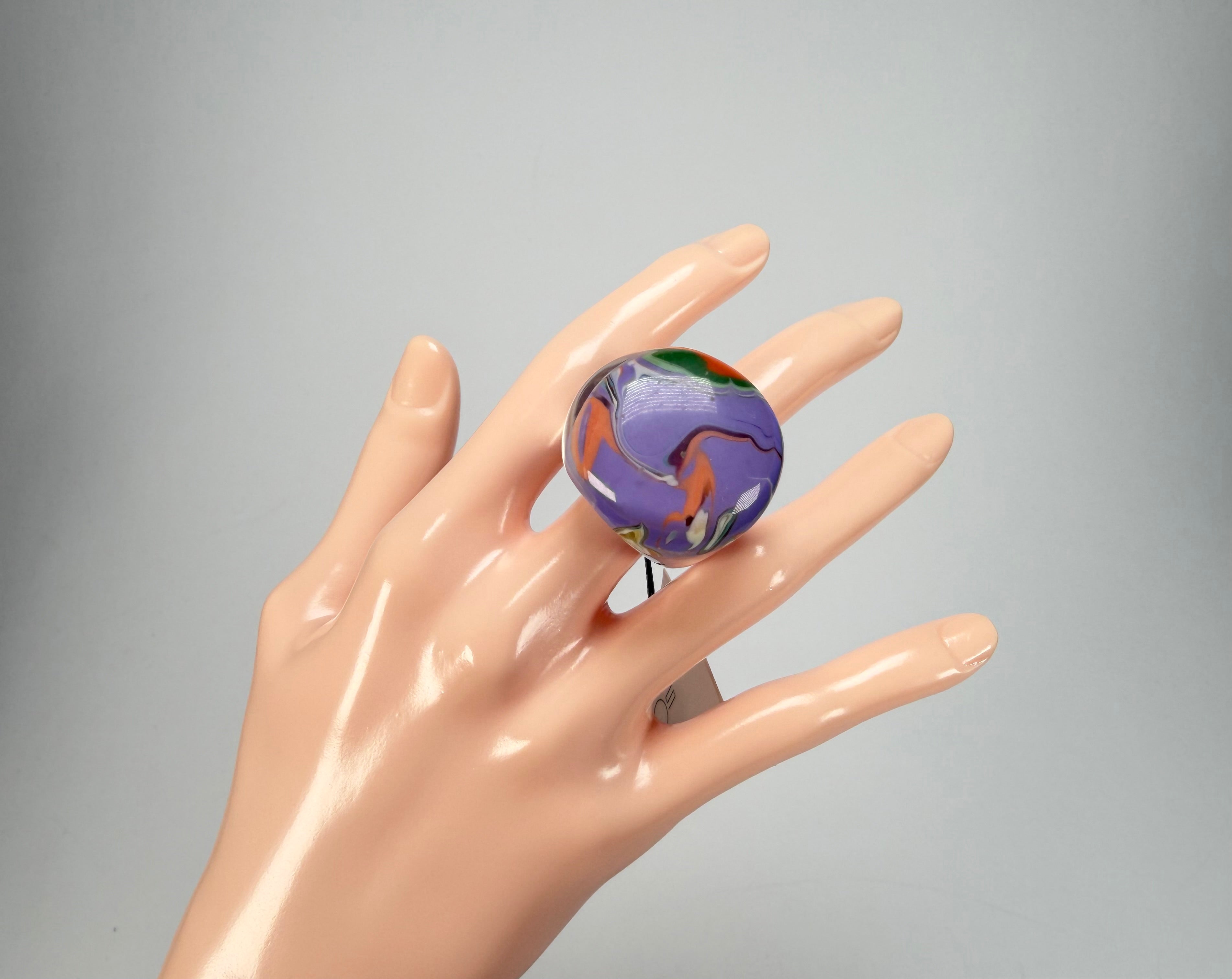 Sobral - Planets "Saturno" Pollock Resin Ring ( 005457 ) - Size UK M / US 6