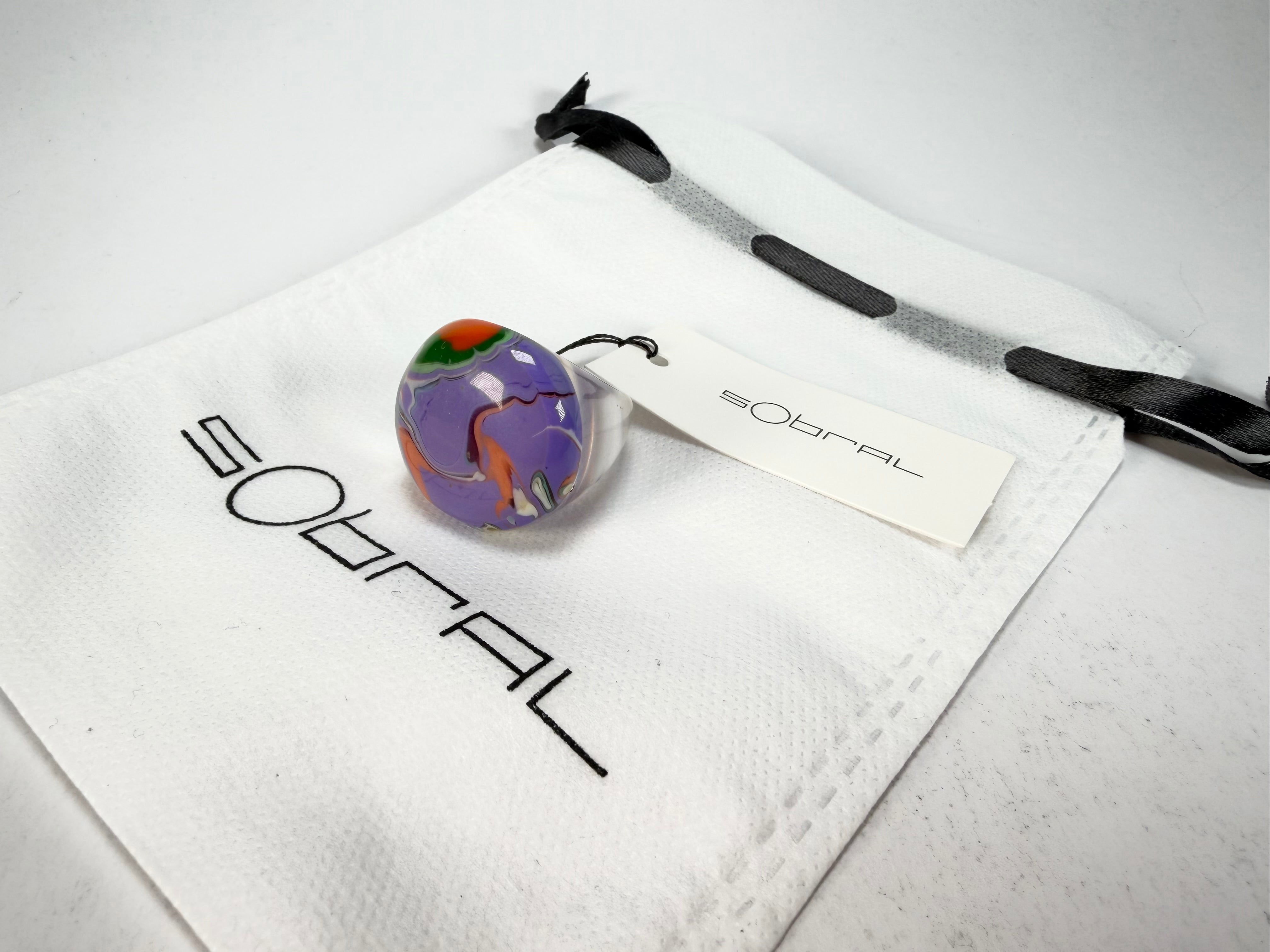 Sobral - Planets "Saturno" Pollock Resin Ring ( 005457 ) - Size UK M / US 6