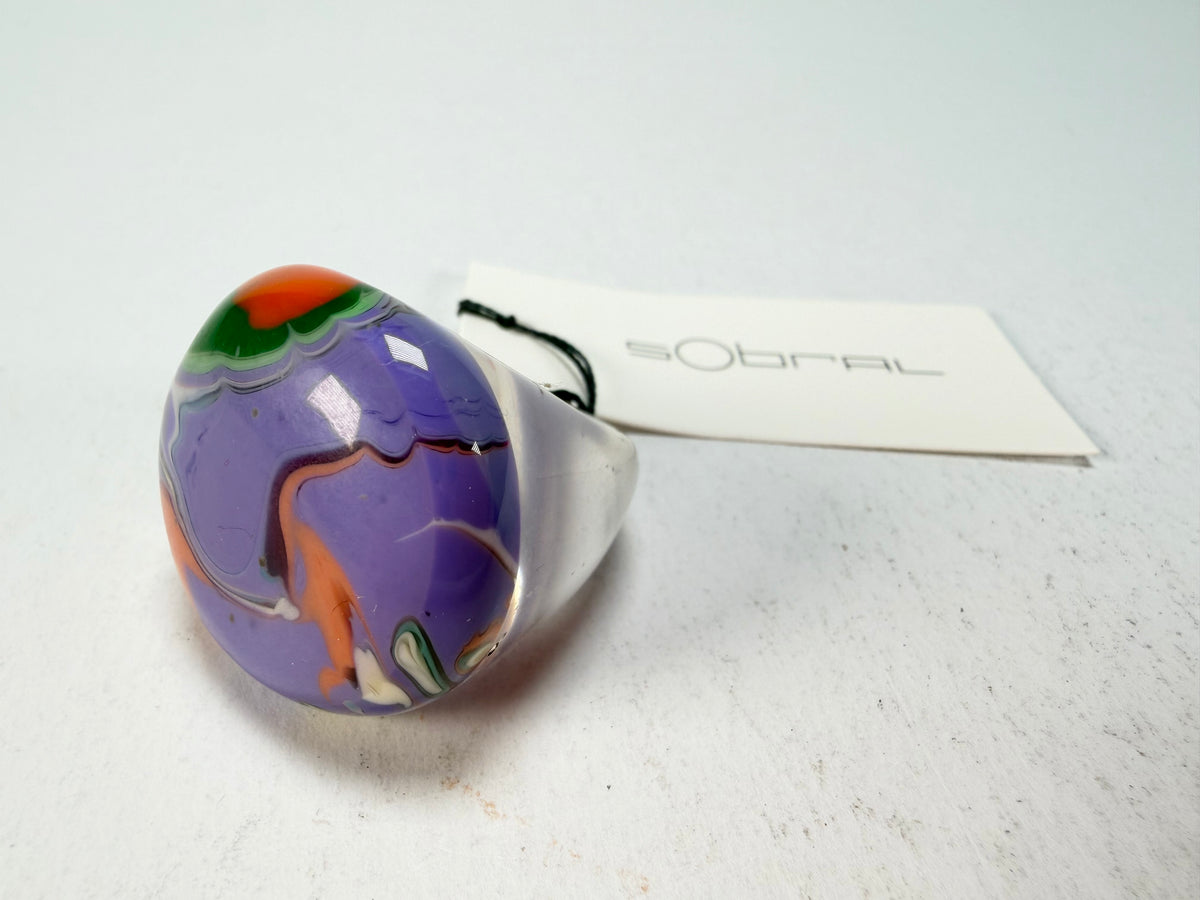 Sobral - Planets "Saturno" Pollock Resin Ring ( 005457 ) - Size UK M / US 6