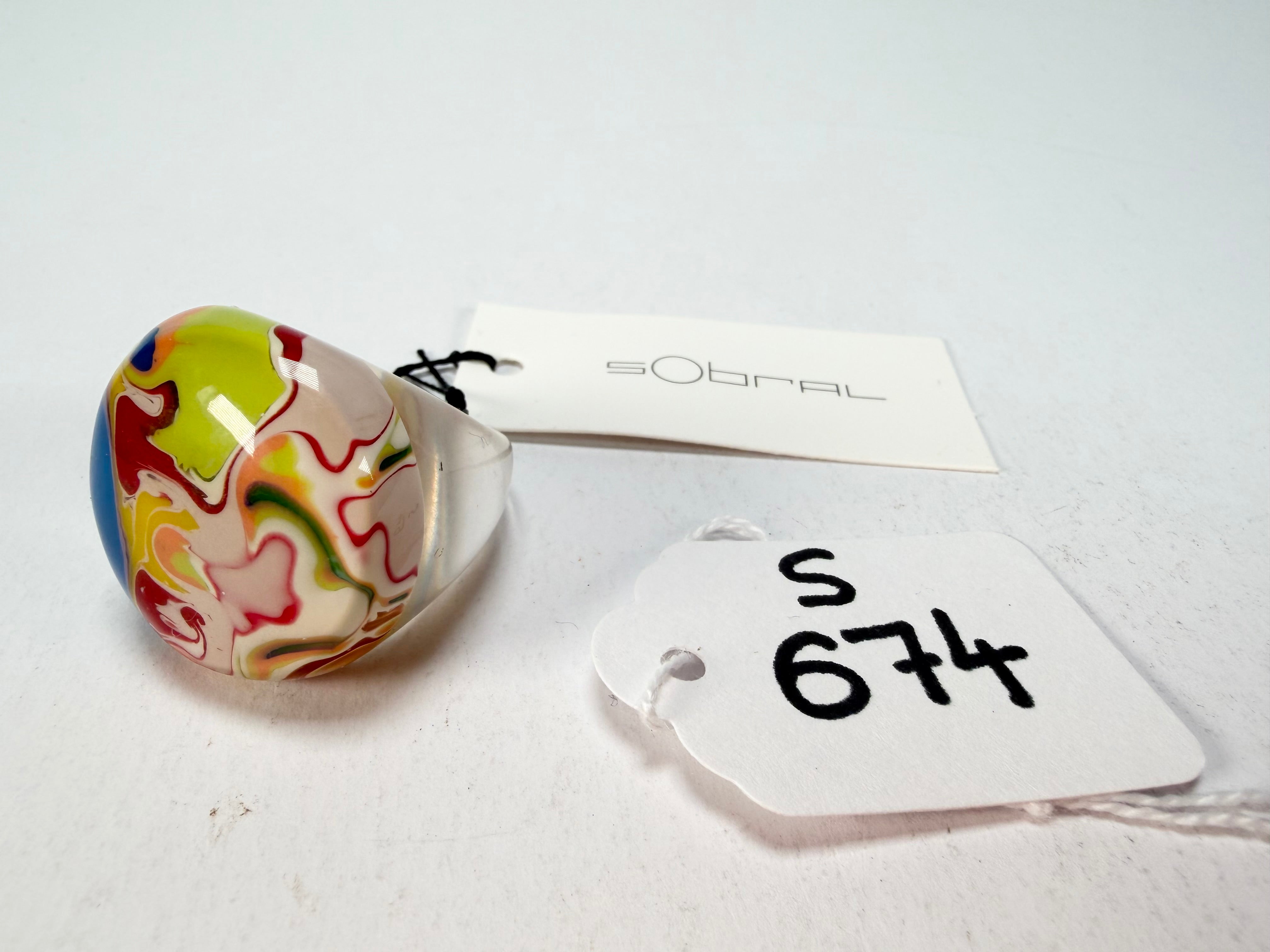 Sobral - Planets "Saturno" Pollock Resin Ring ( 005457 ) - Size UK S / US 9