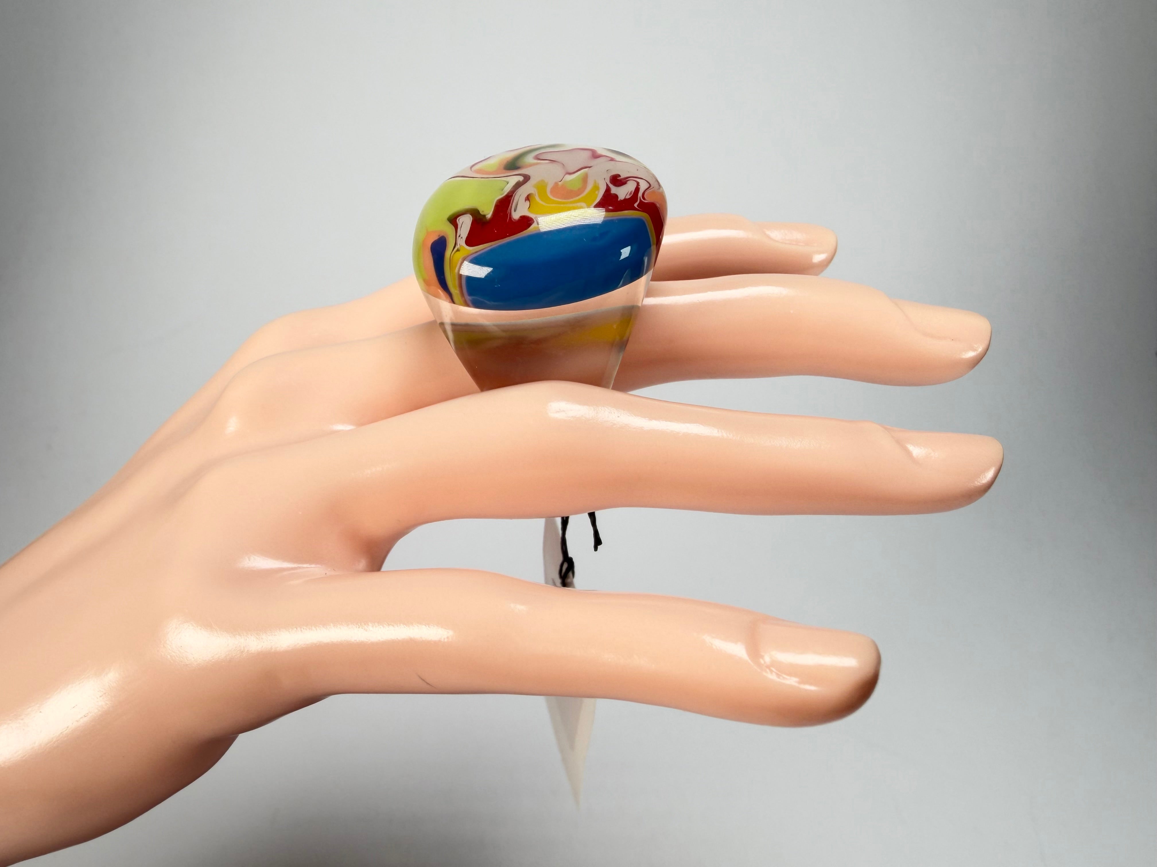 Sobral - Planets "Saturno" Pollock Resin Ring ( 005457 ) - Size UK S / US 9
