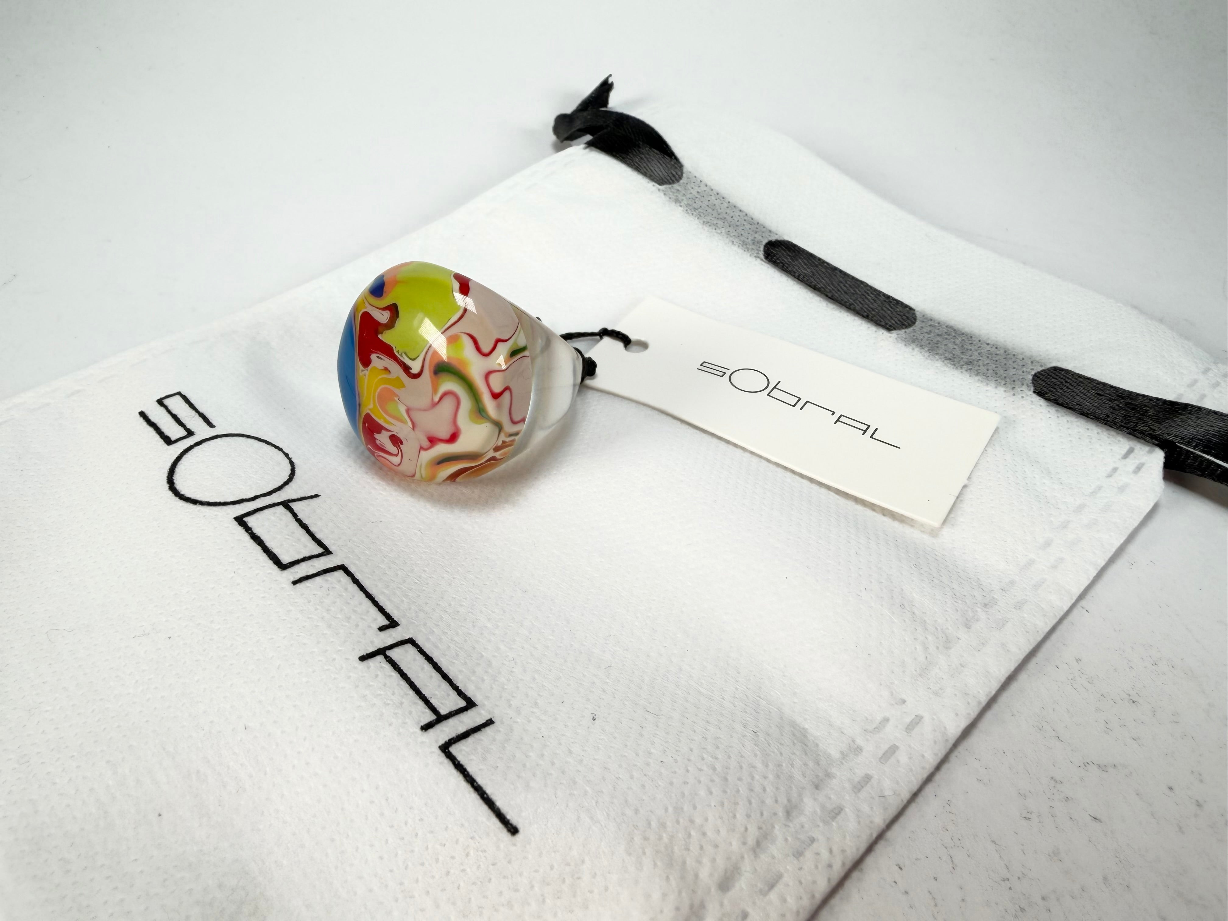 Sobral - Planets "Saturno" Pollock Resin Ring ( 005457 ) - Size UK S / US 9