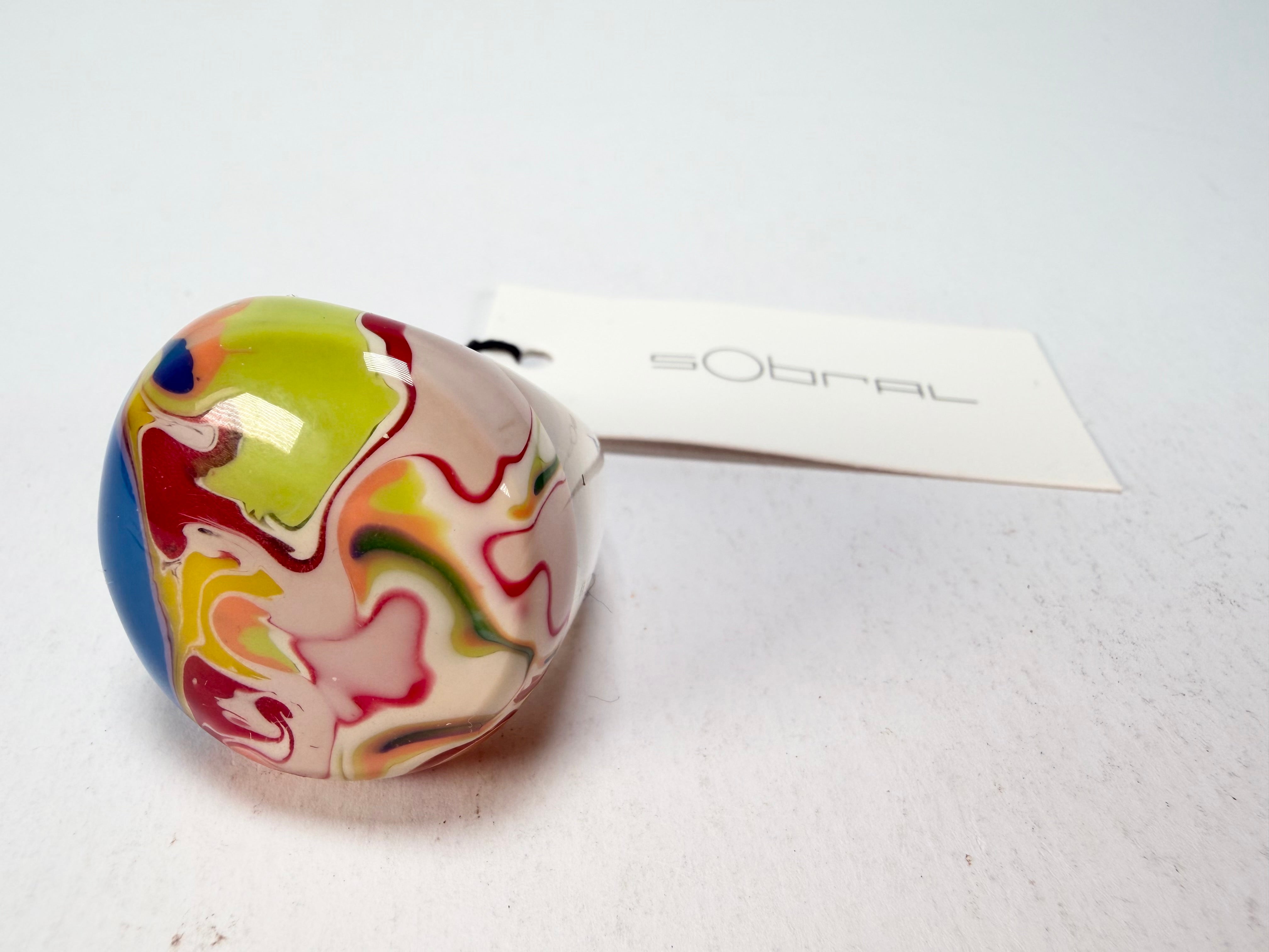 Sobral - Planets "Saturno" Pollock Resin Ring ( 005457 ) - Size UK S / US 9