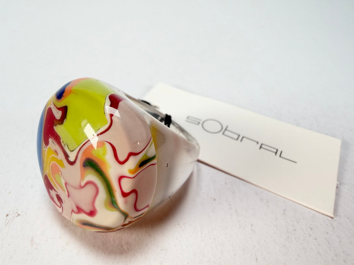 Sobral - Planets "Saturno" Pollock Resin Ring ( 005457 ) - Size UK S / US 9