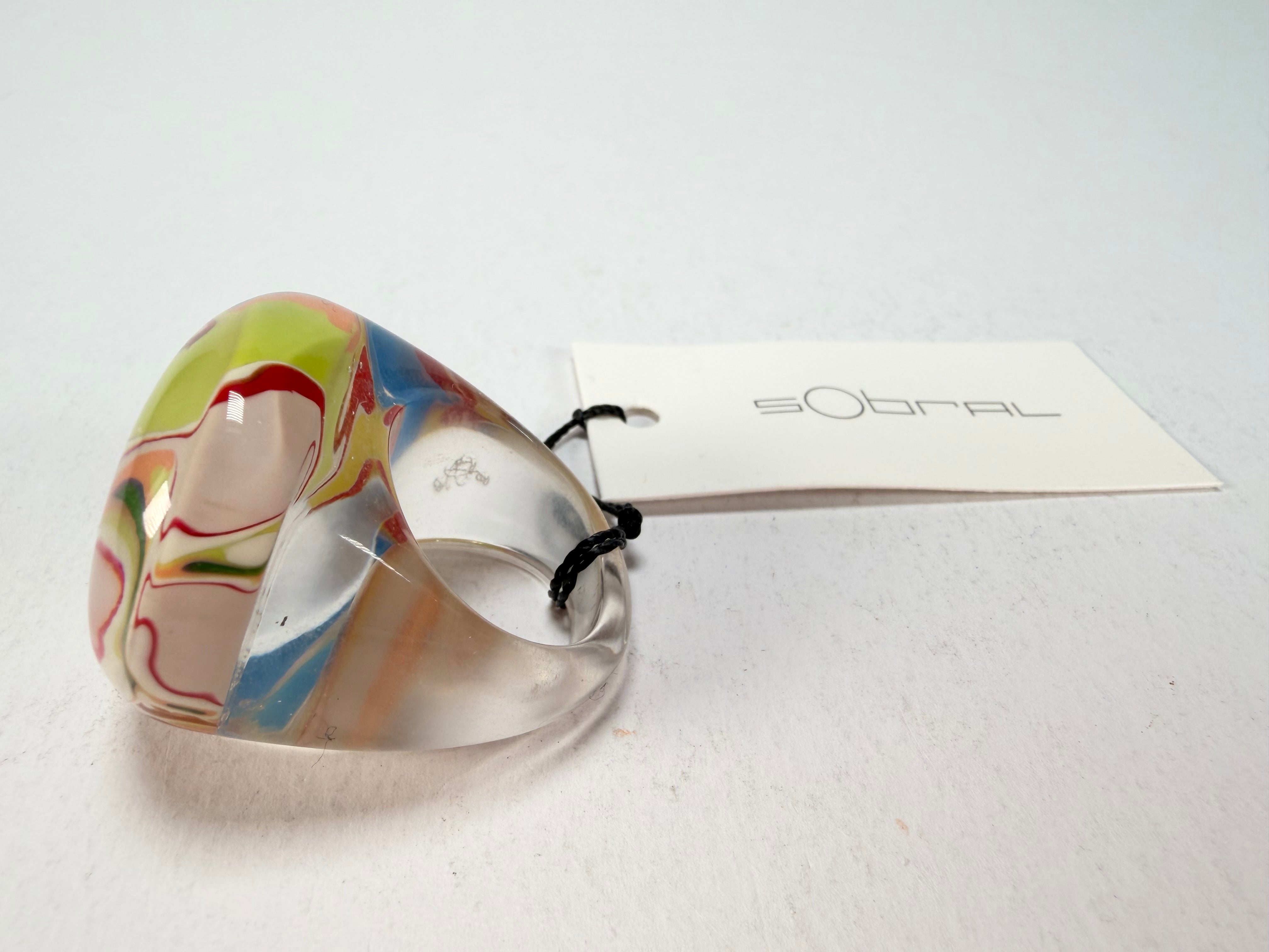 Sobral - Planets "Saturno" Pollock Resin Ring ( 005457 ) - Size UK S / US 9