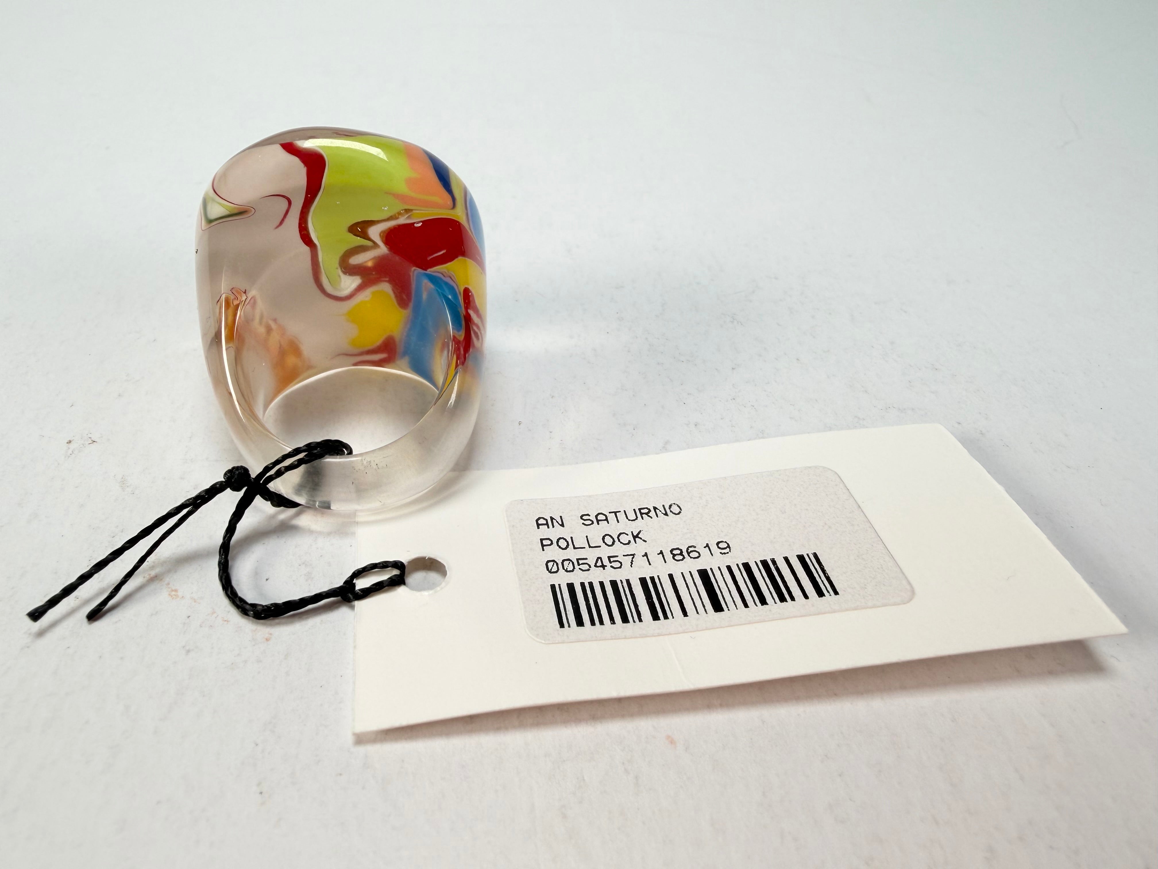 Sobral - Planets "Saturno" Pollock Resin Ring ( 005457 ) - Size UK S / US 9