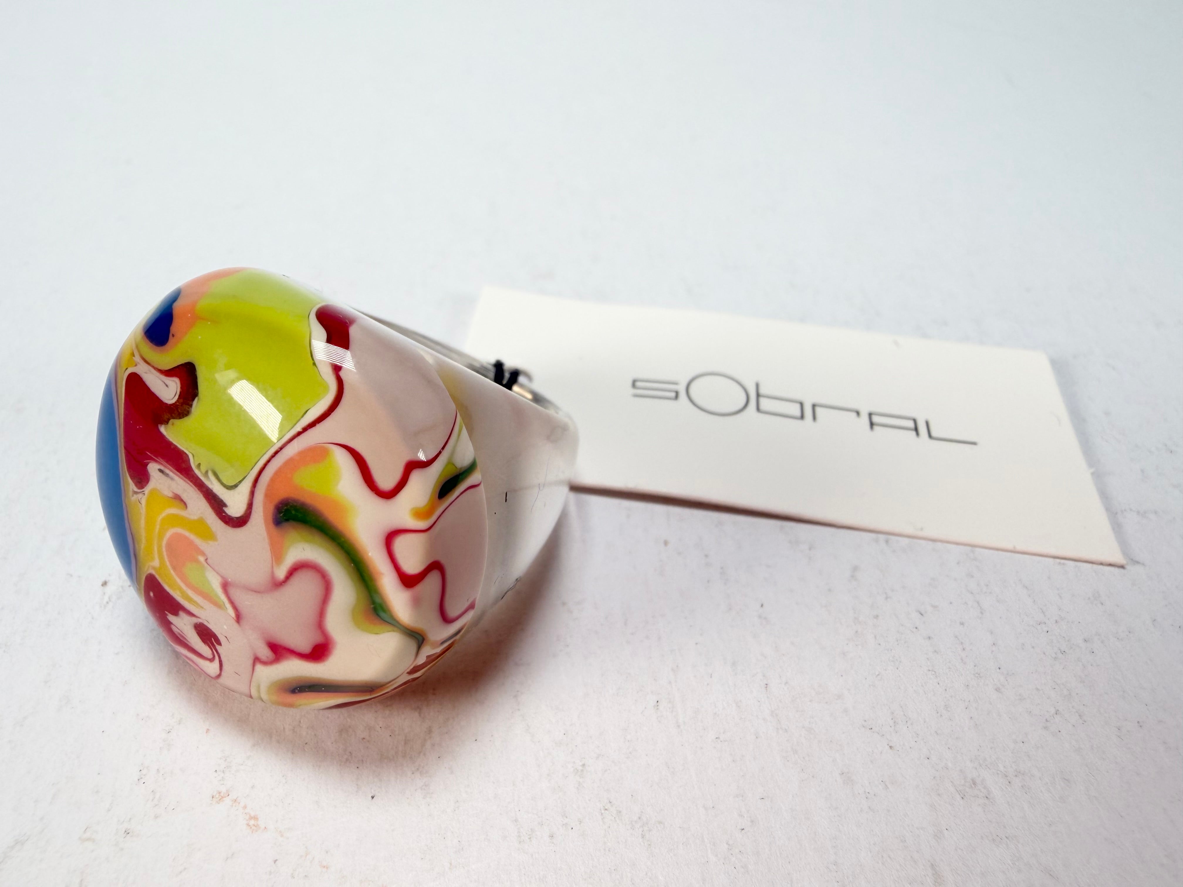 Sobral - Planets "Saturno" Pollock Resin Ring ( 005457 ) - Size UK S / US 9