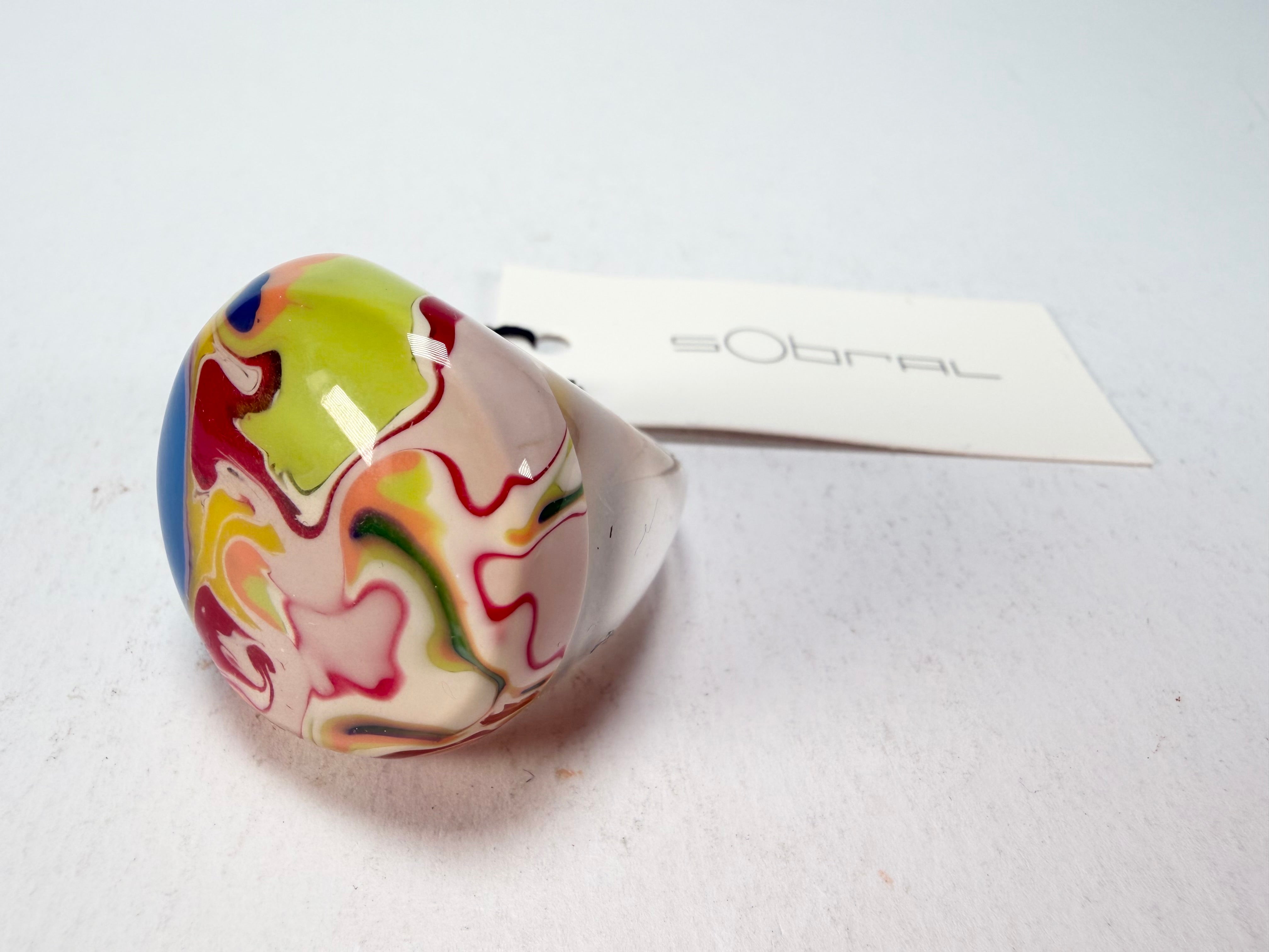 Sobral - Planets "Saturno" Pollock Resin Ring ( 005457 ) - Size UK S / US 9