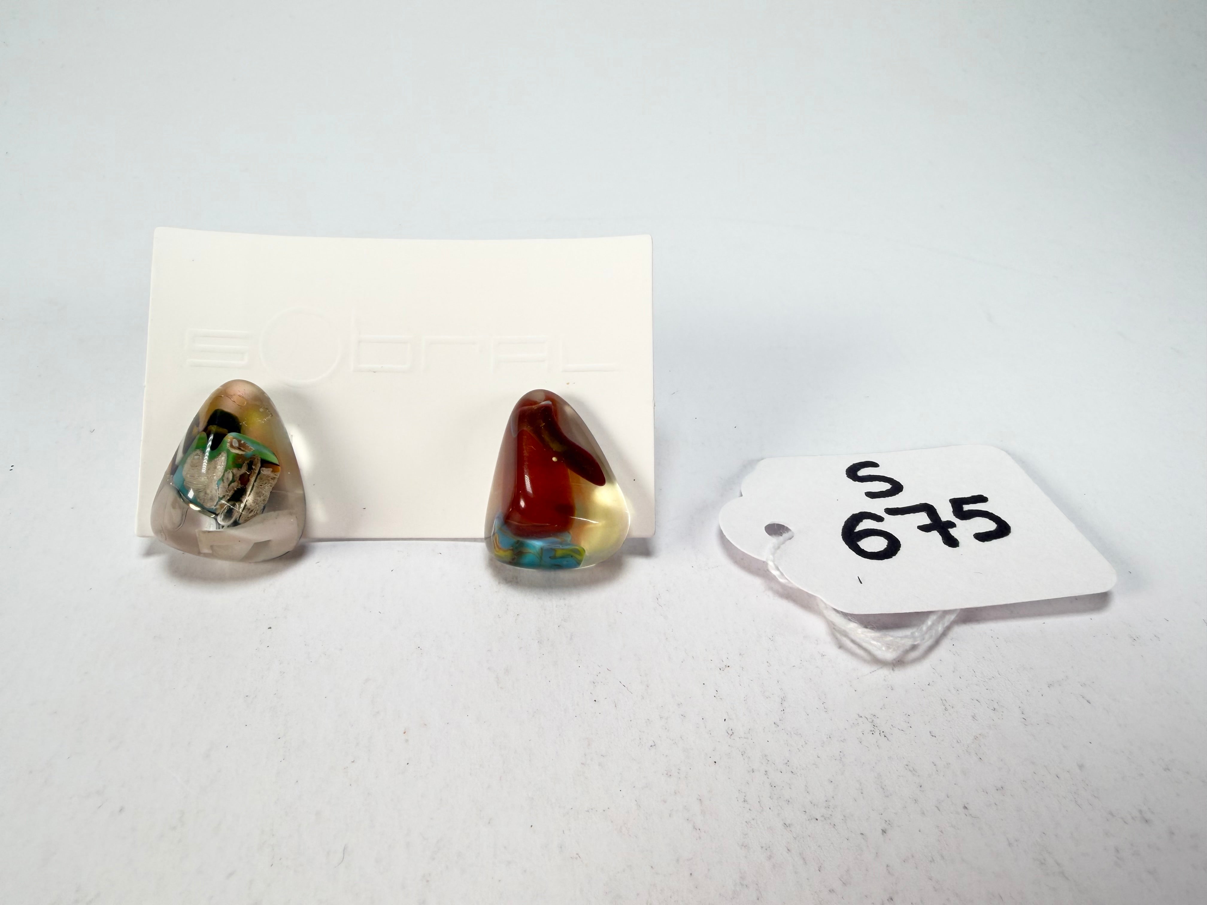 Sobral - Past Present "Pequeno Diamante" Resin Earrings ( 003600 )