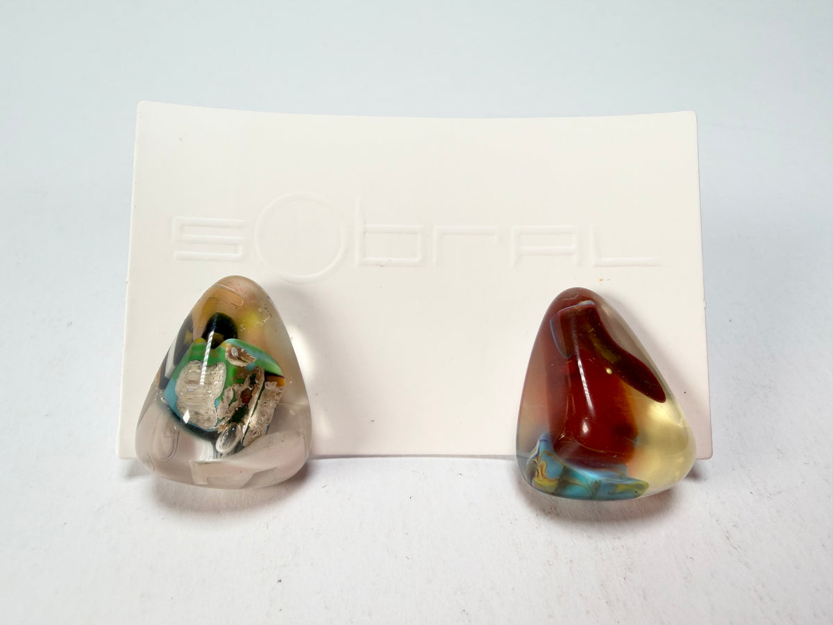 Sobral - Past Present "Pequeno Diamante" Resin Earrings ( 003600 )