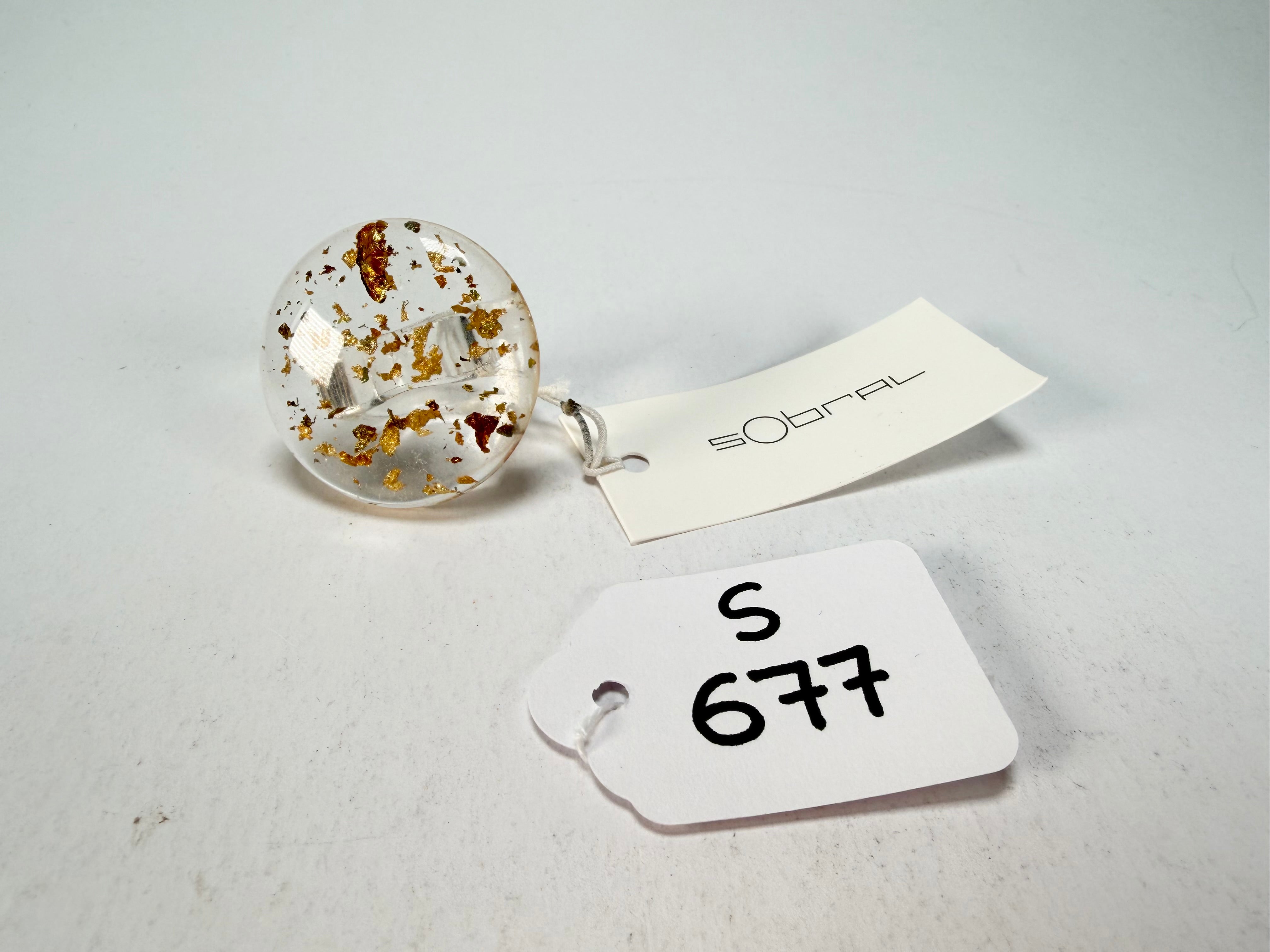 Sobral - Metalique "Bead" Resin Ring ( 004764 ) - Size UK P / US 7.5