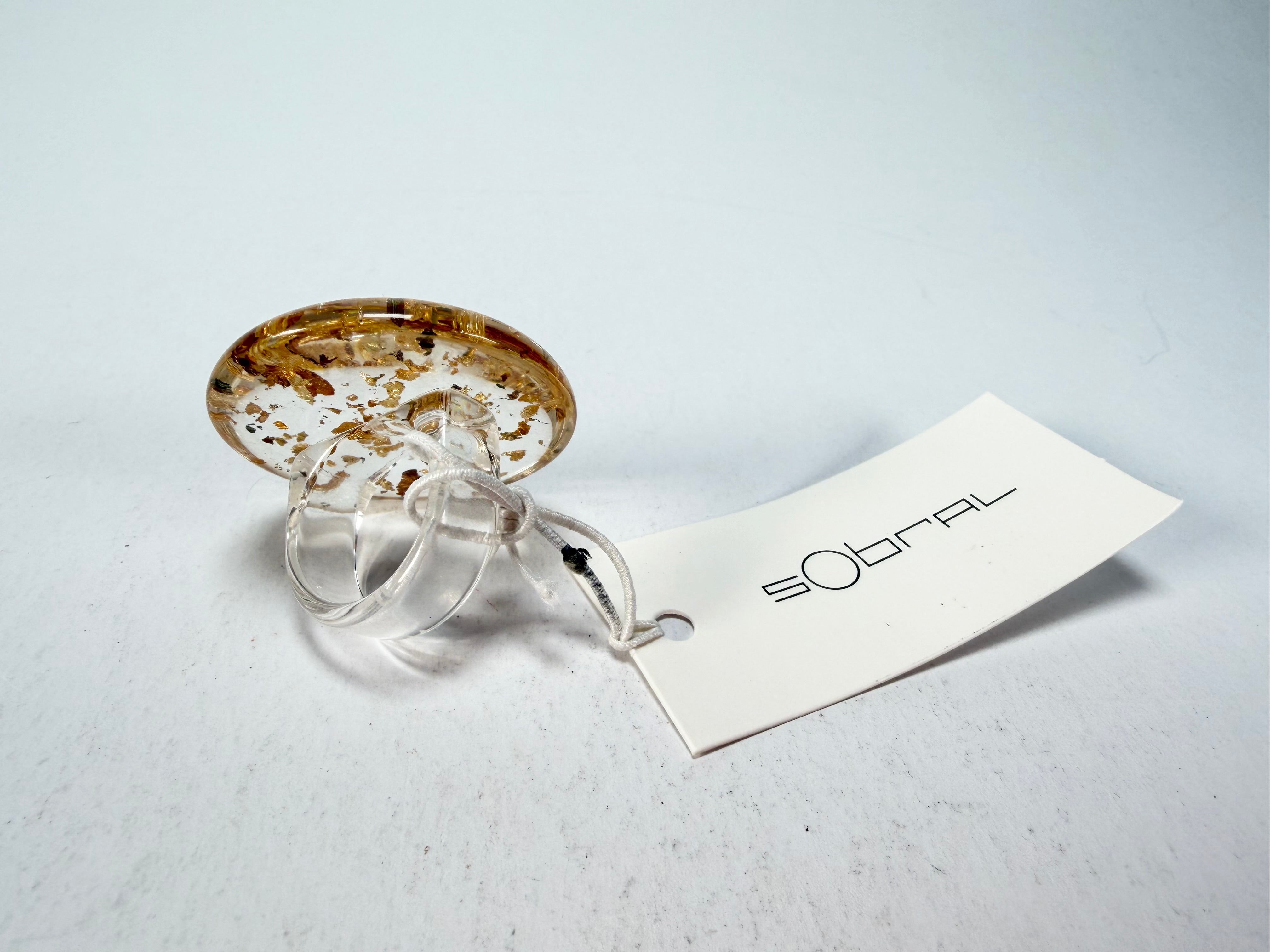 Sobral - Metalique "Bead" Resin Ring ( 004764 ) - Size UK P / US 7.5
