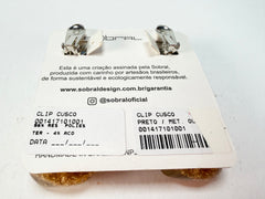 Sobral - Metalique "Cusco" Black & Gold Resin Clip On Earrings ( 001417 )