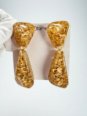 Sobral - Metalique "Cusco" Gold Resin Clip On Earrings ( 001417 )