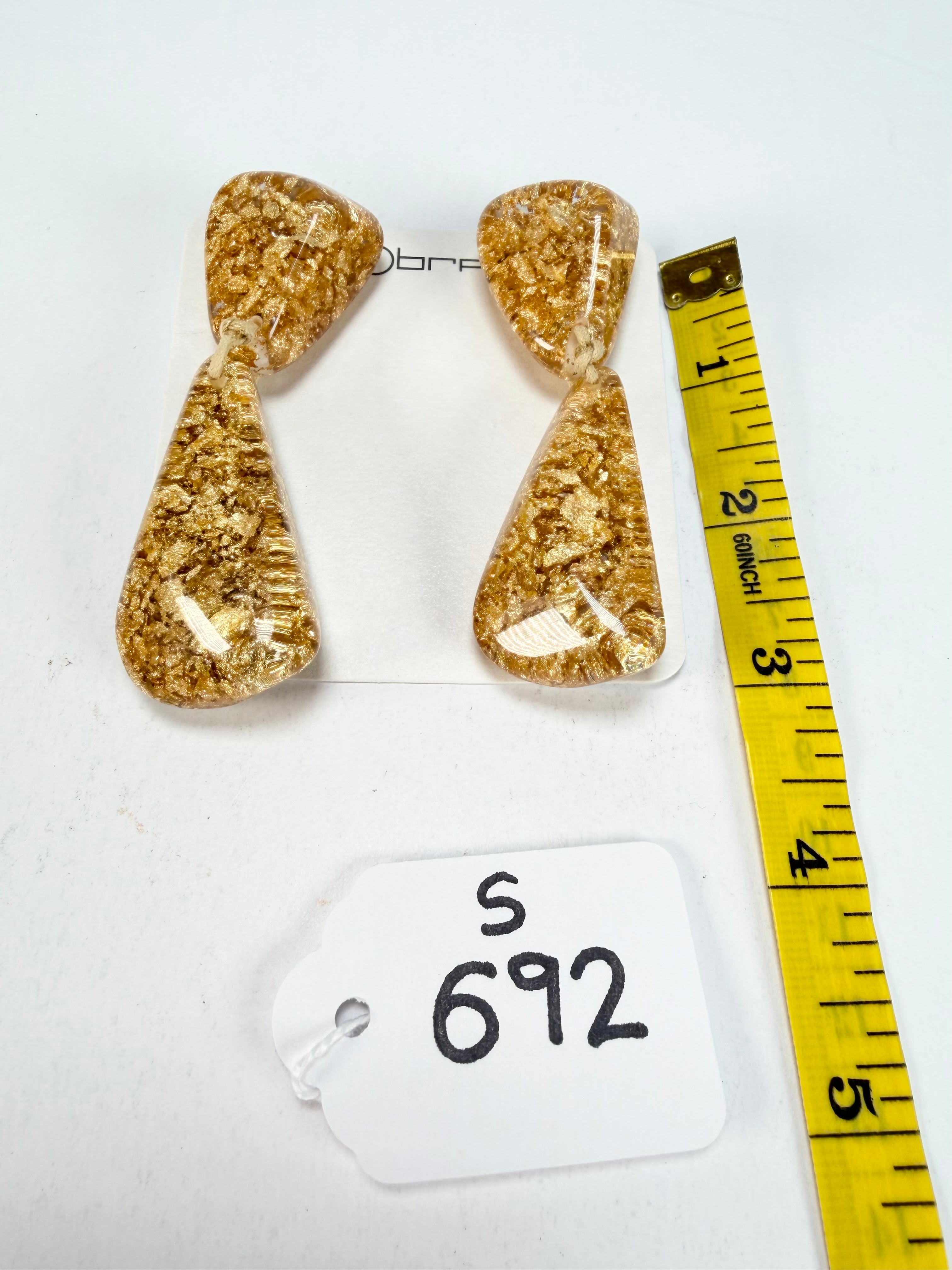 Sobral - Metalique "Cusco" Gold Resin Clip On Earrings ( 001417 )