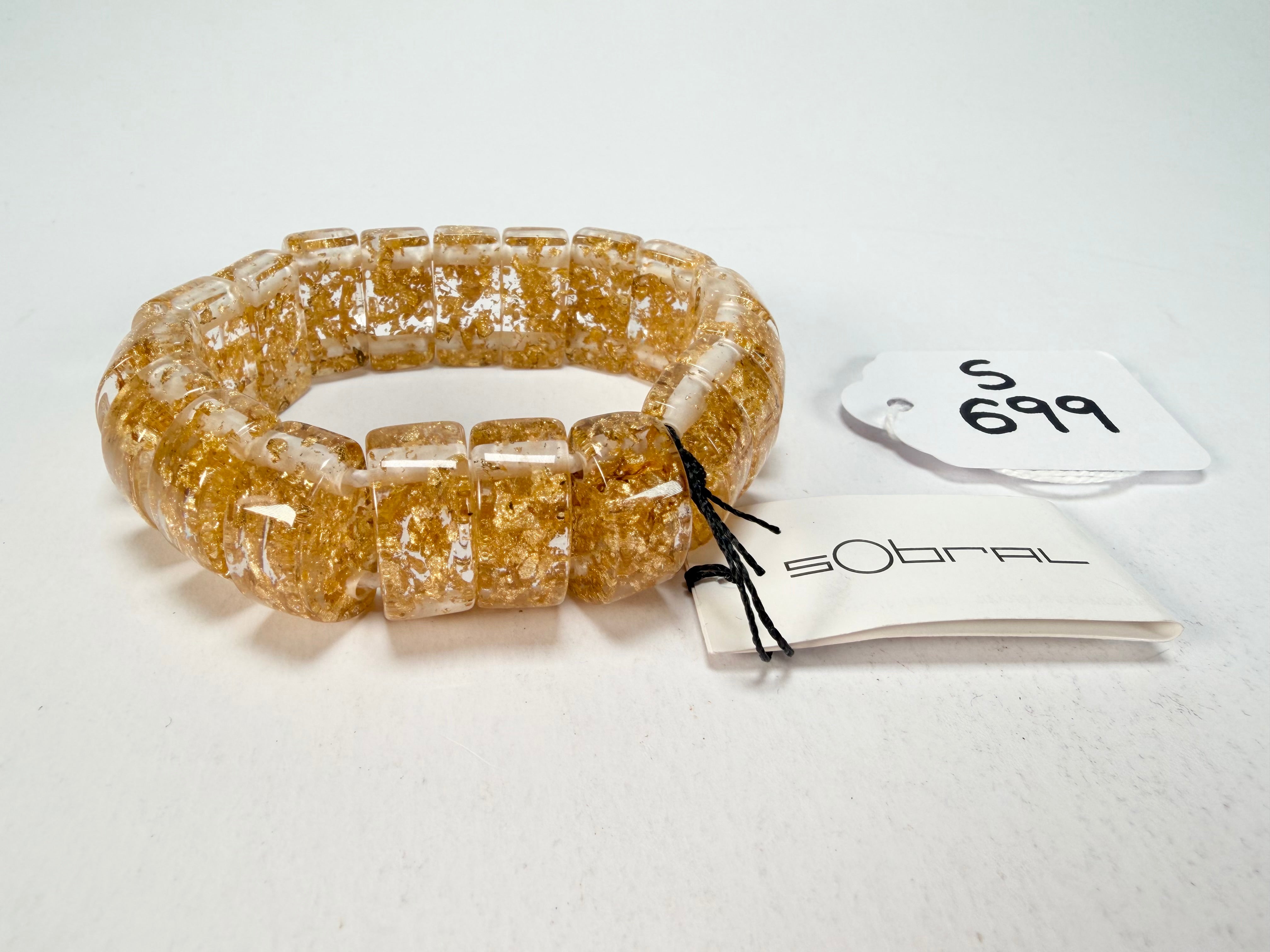 Sobral - Metalique "Small Squares" Elasticated Bracelet ( 003810 )