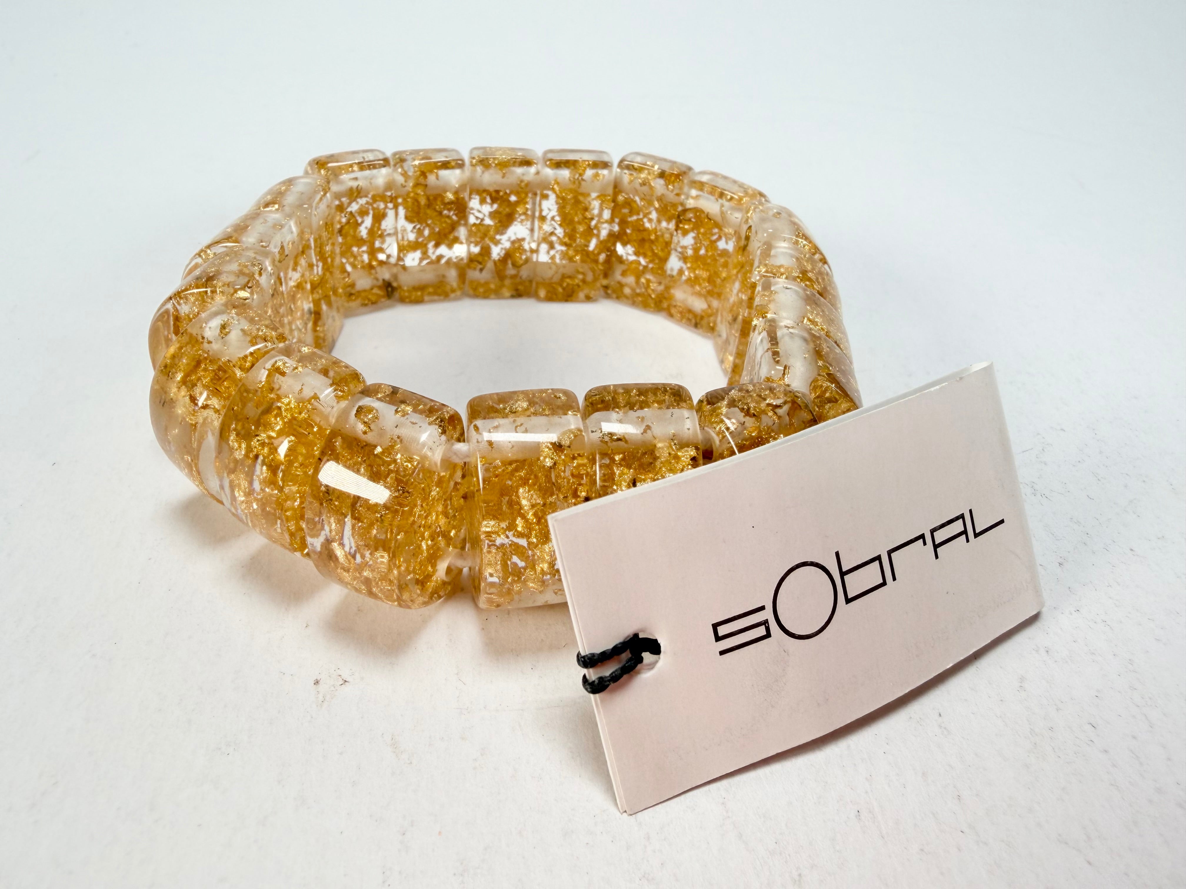 Sobral - Metalique "Small Squares" Elasticated Bracelet ( 003810 )