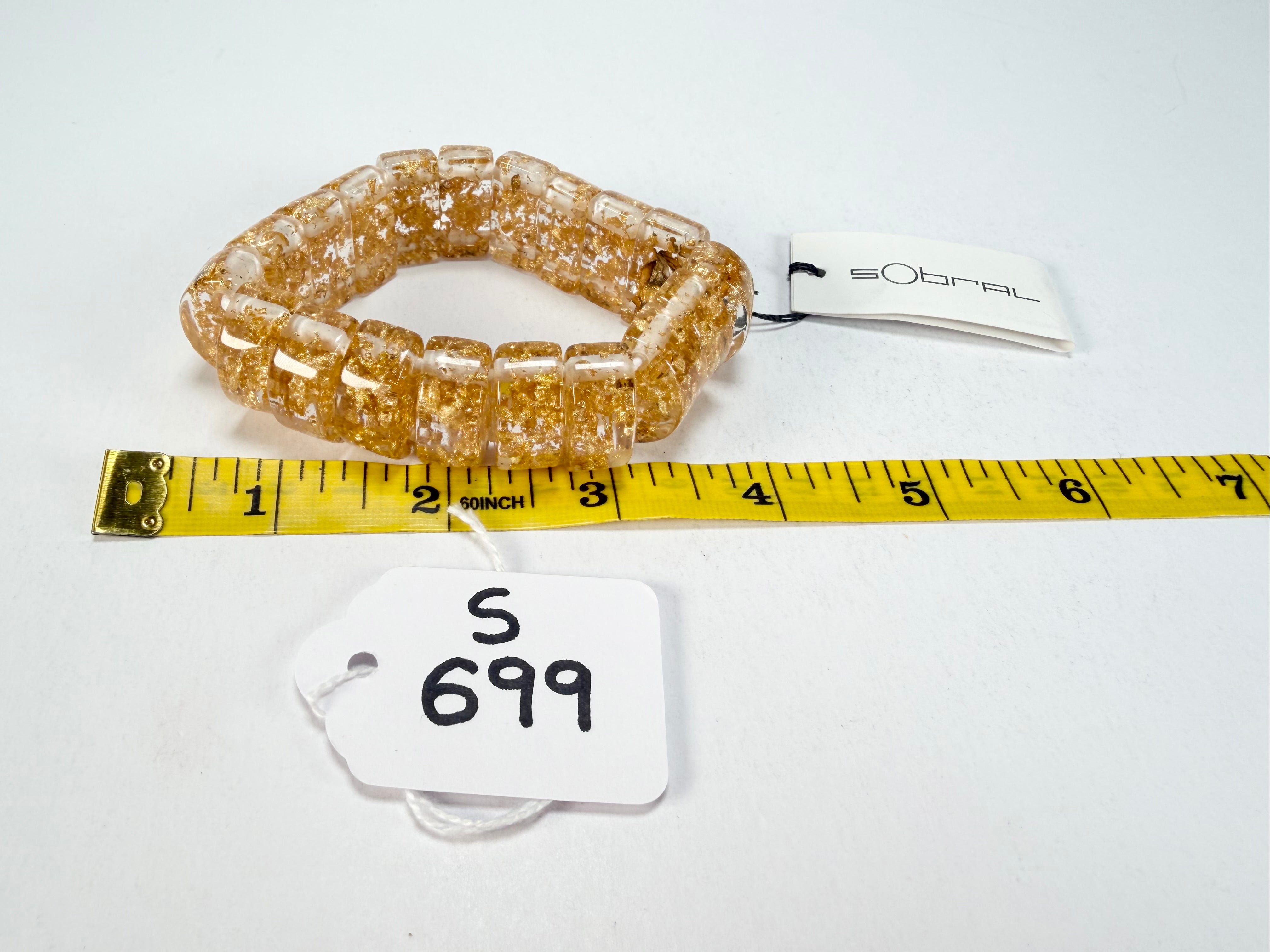 Sobral - Metalique "Small Squares" Elasticated Bracelet ( 003810 )