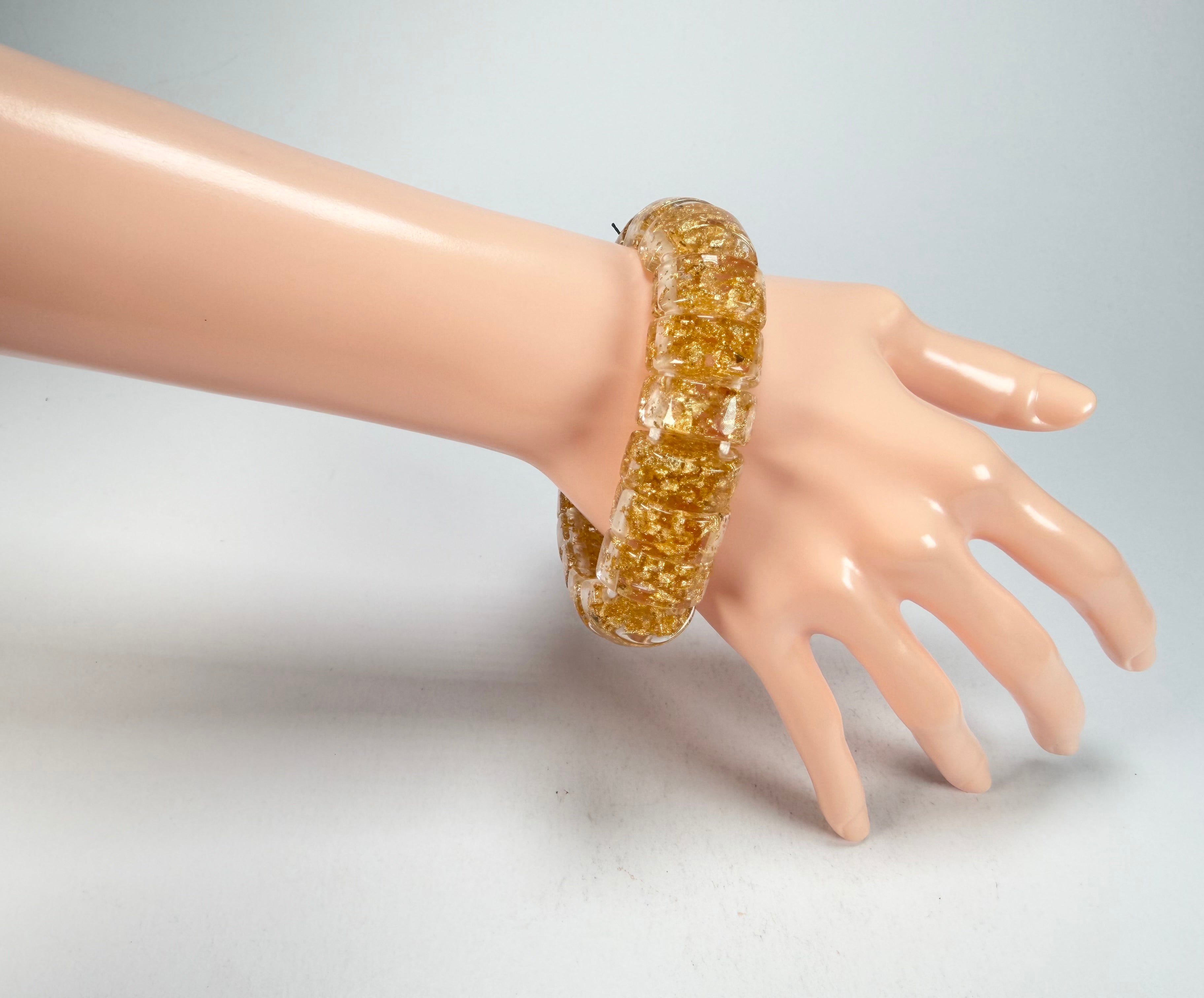 Sobral - Metalique "Small Squares" Elasticated Bracelet ( 003810 )