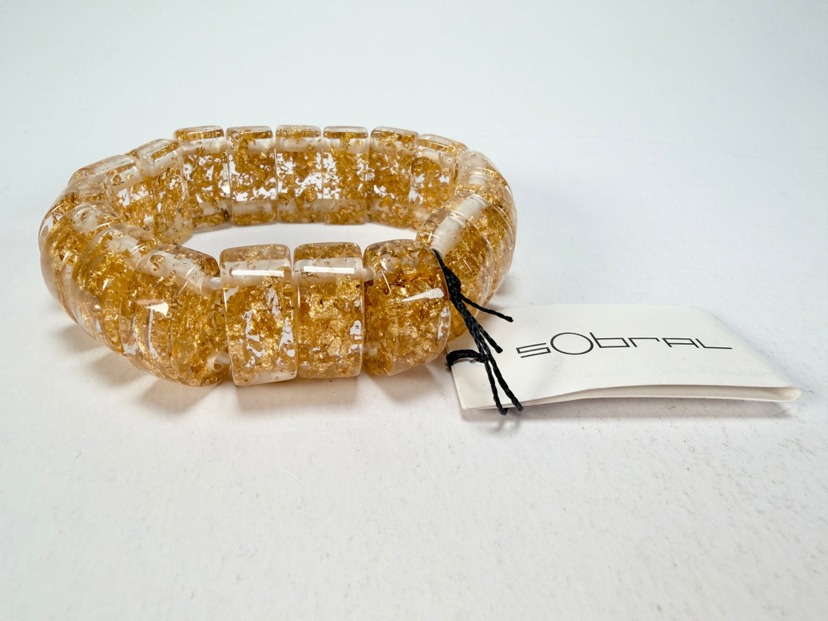 Sobral - Metalique "Small Squares" Elasticated Bracelet ( 003810 )