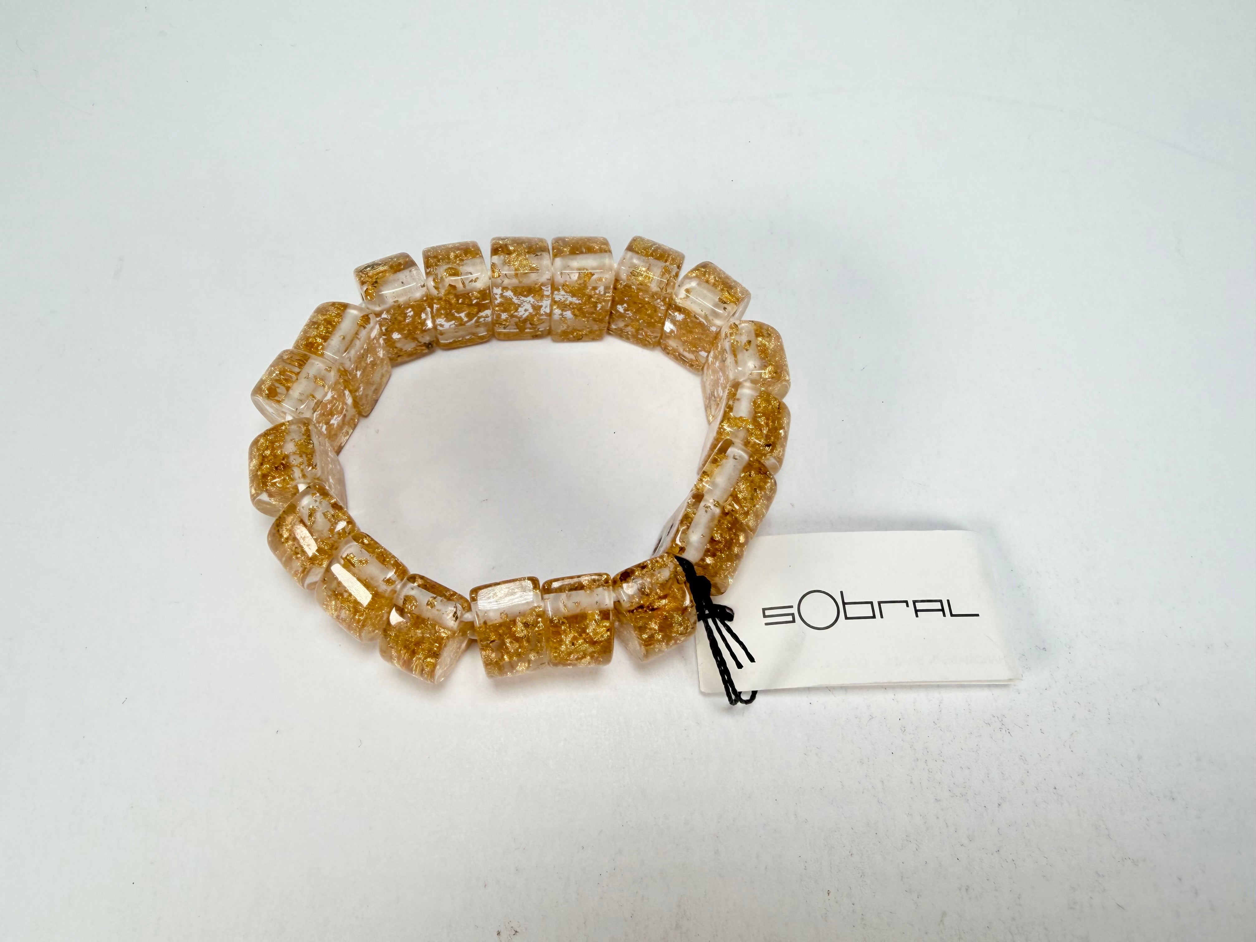 Sobral - Metalique "Small Squares" Elasticated Bracelet ( 003810 )